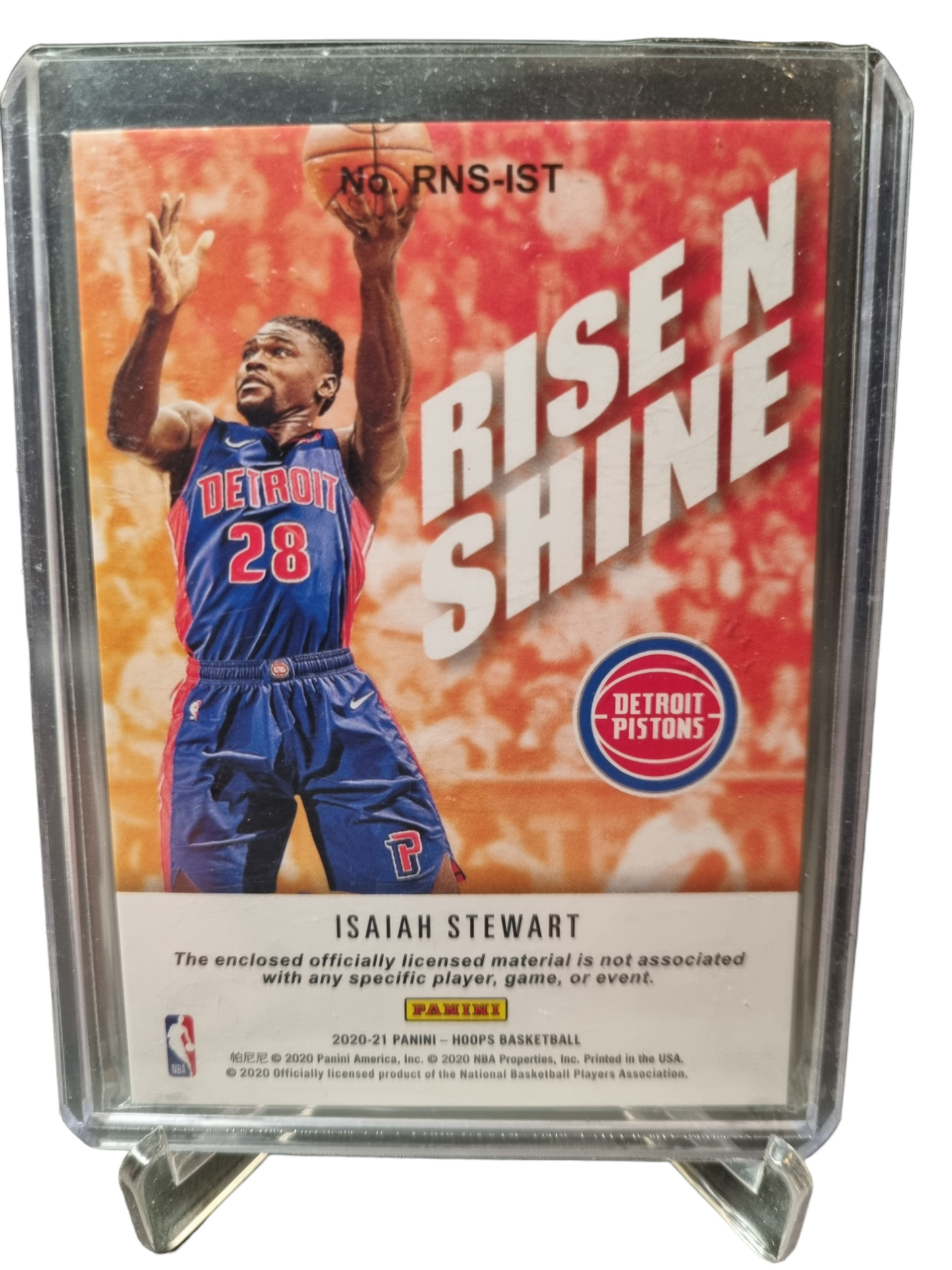 2020-21 Panini Hoops #RNS-IST Isiah Stewart Rookie Card Rise N Shine Patch