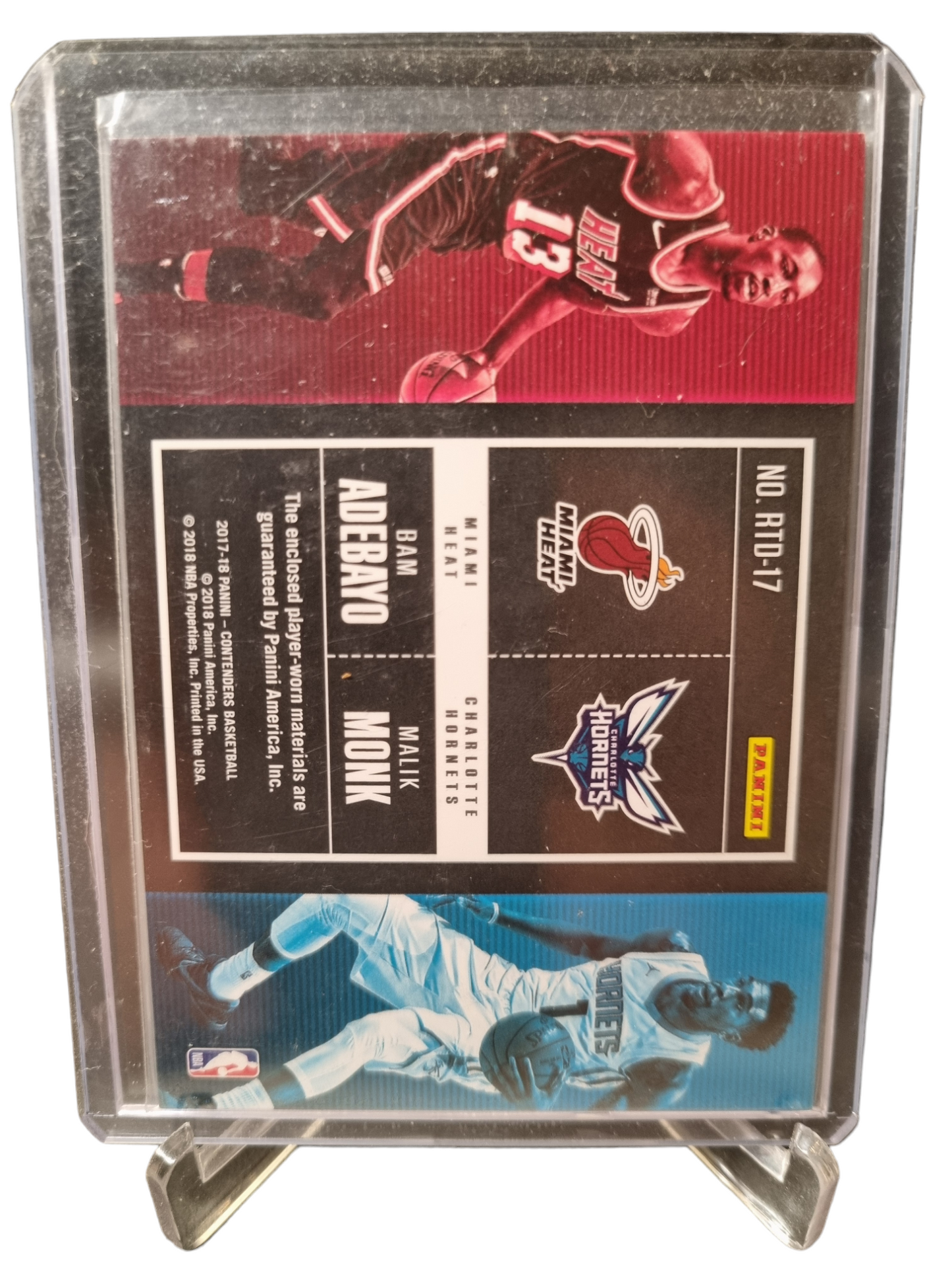 2017-18 Panini Contenders #RTD-17 Bam Adebayo/Malik Monk Rookie Duel Ticket