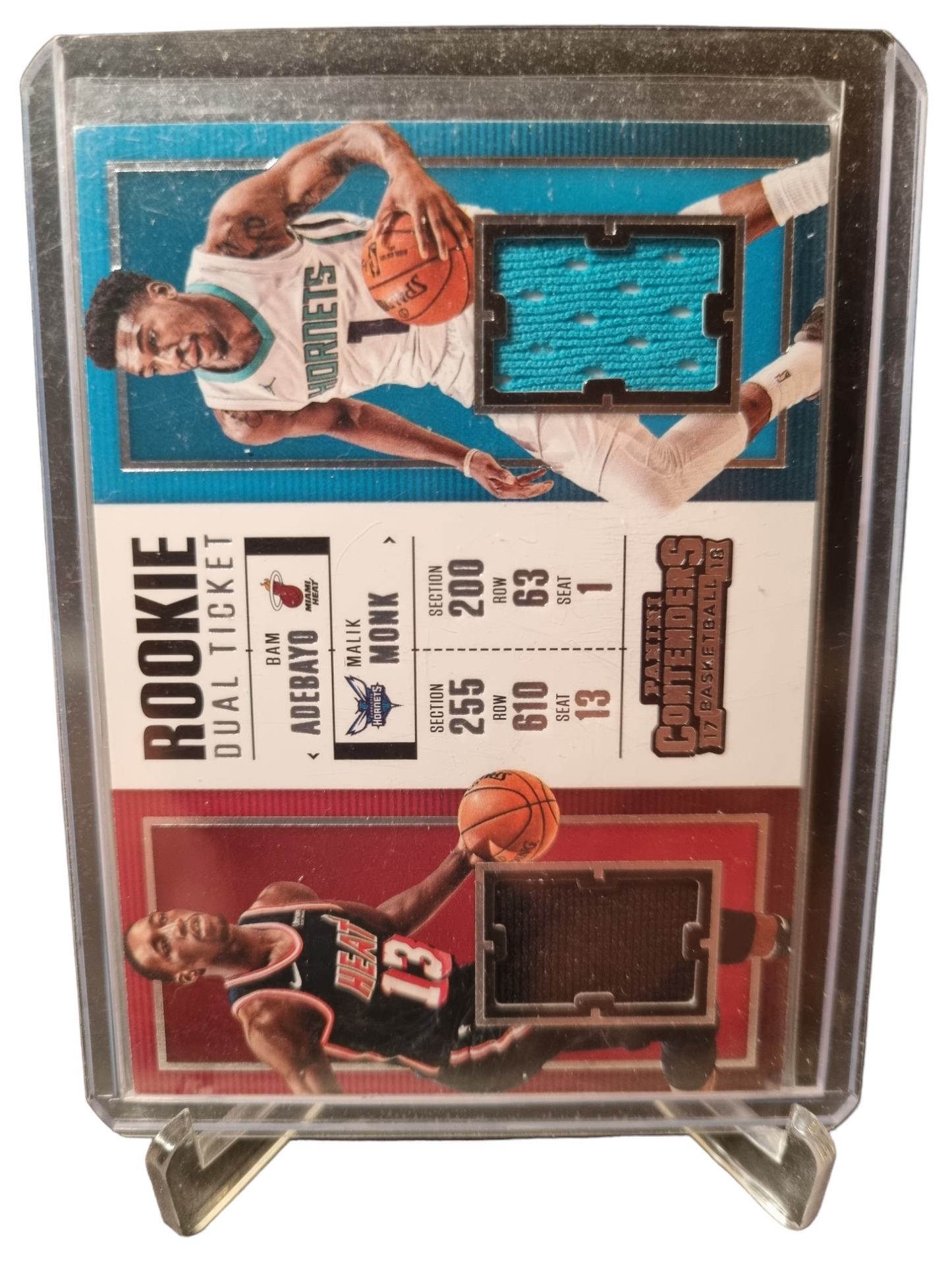 2017-18 Panini Contenders #RTD-17 Bam Adebayo/Malik Monk Rookie Duel Ticket