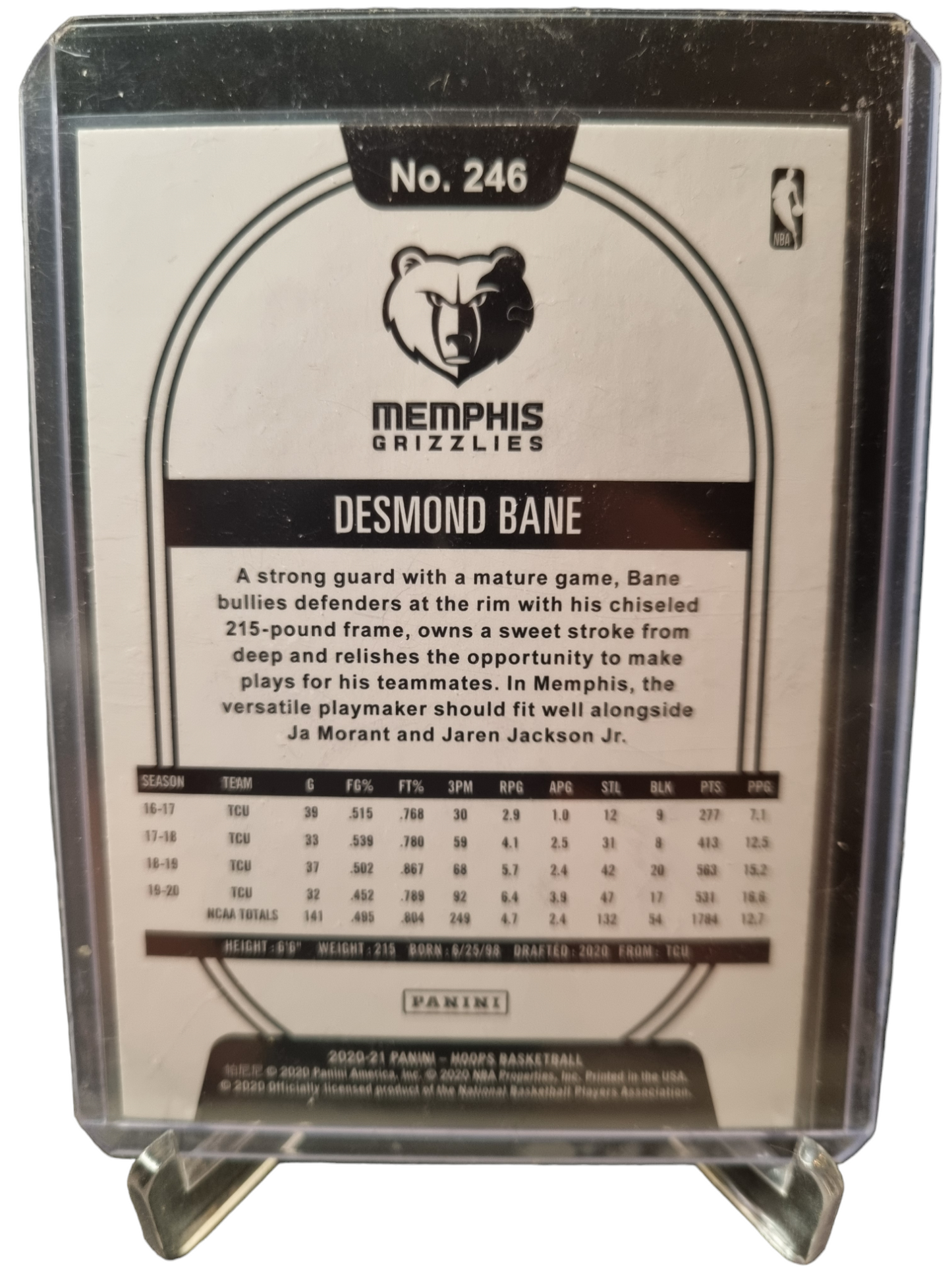 2020-21 Panini Hoops #246 Desmond Bane Rookie Card Blue Hyper