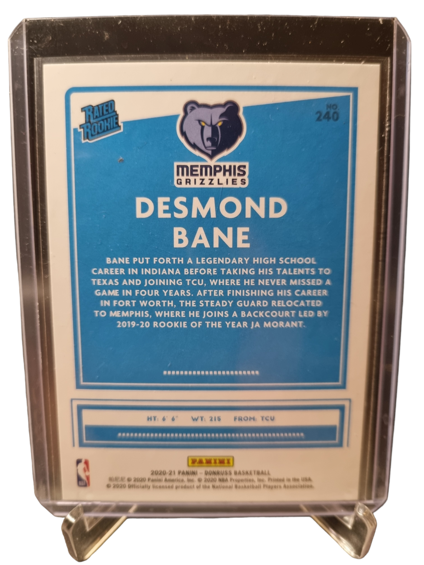 2020-21 Panini Donruss #240 Desmond Bane Rookie Card