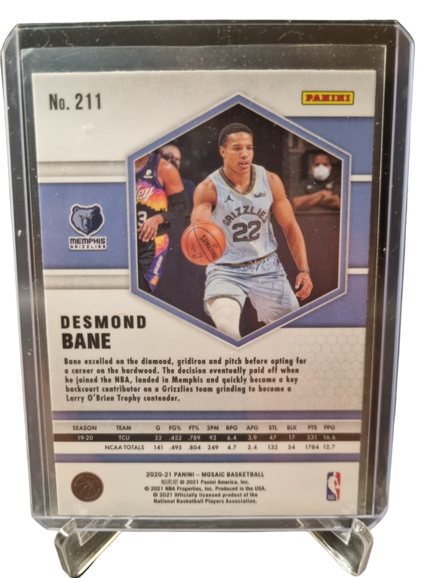 2020-21 Panini Mosaic #211 Desmond Bane Rookie Card