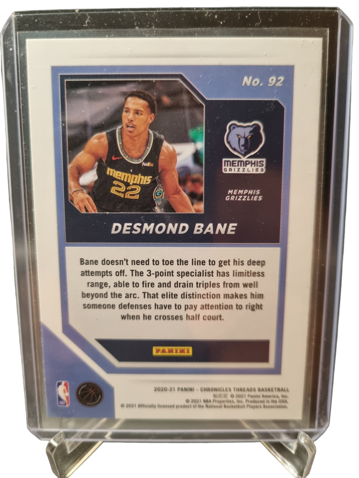 2020-21 Panini Chronicles Threads #92 Desmond Bane Rookie Card