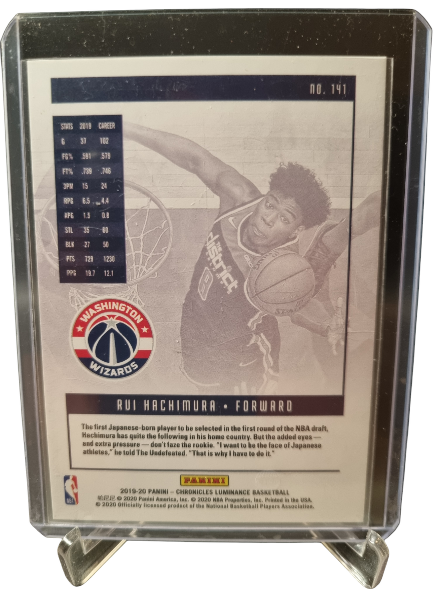 2019-20 Panini Chronicles Luminance #141 Rui Hachimura Rookie Card