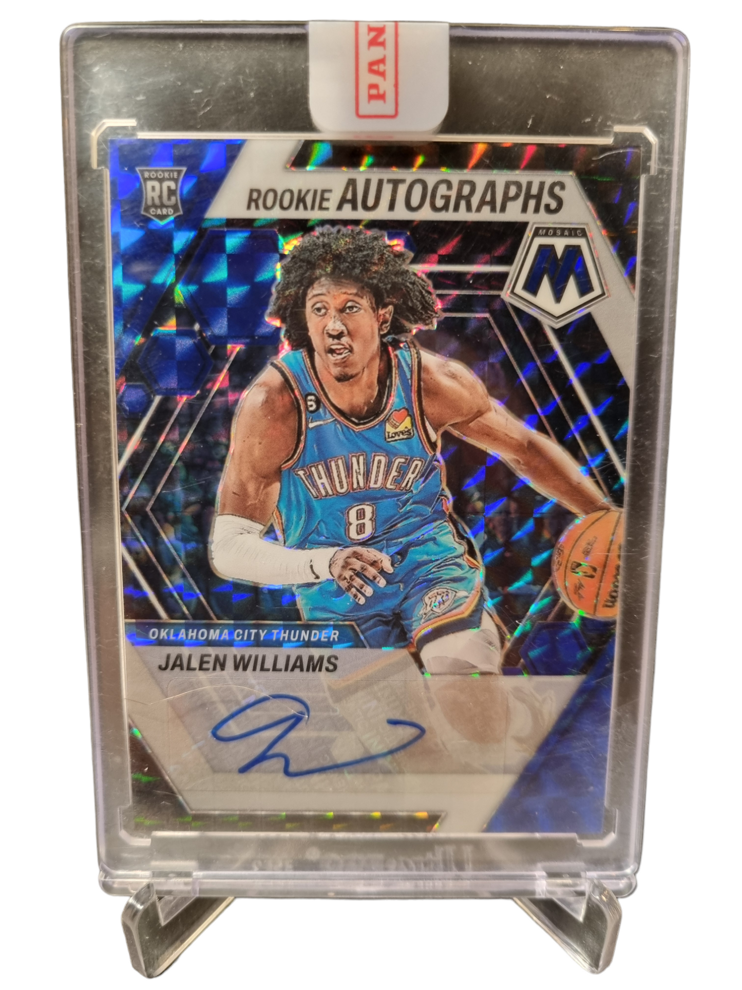 2022-23 Panini Mosaic #RA-JWL Jalen Williams Rookie Autographs Blue Mosaic Prizm 43/49