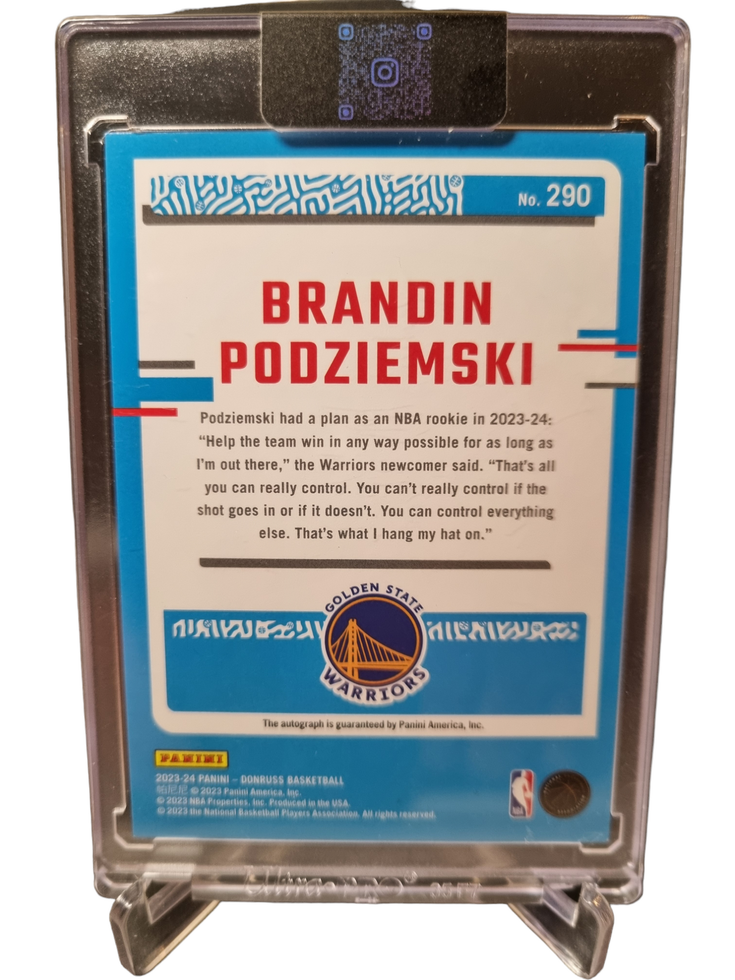 2023-24 Panini Donruss Choice #290 Brandin Podziemski Rookie Card Rated Rookie Autograph
