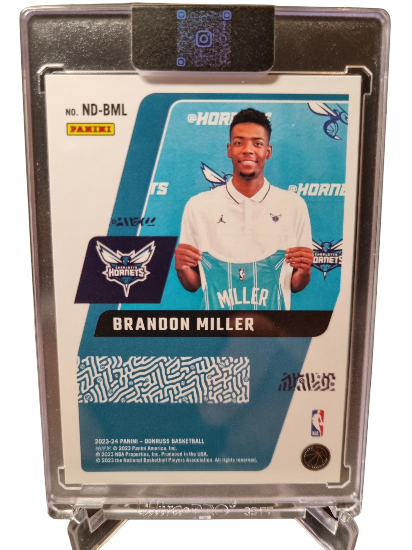 2023-24 Panini Donruss #ND-BML Brandon Miller Rookie Card Next Day Autograph No Autograph