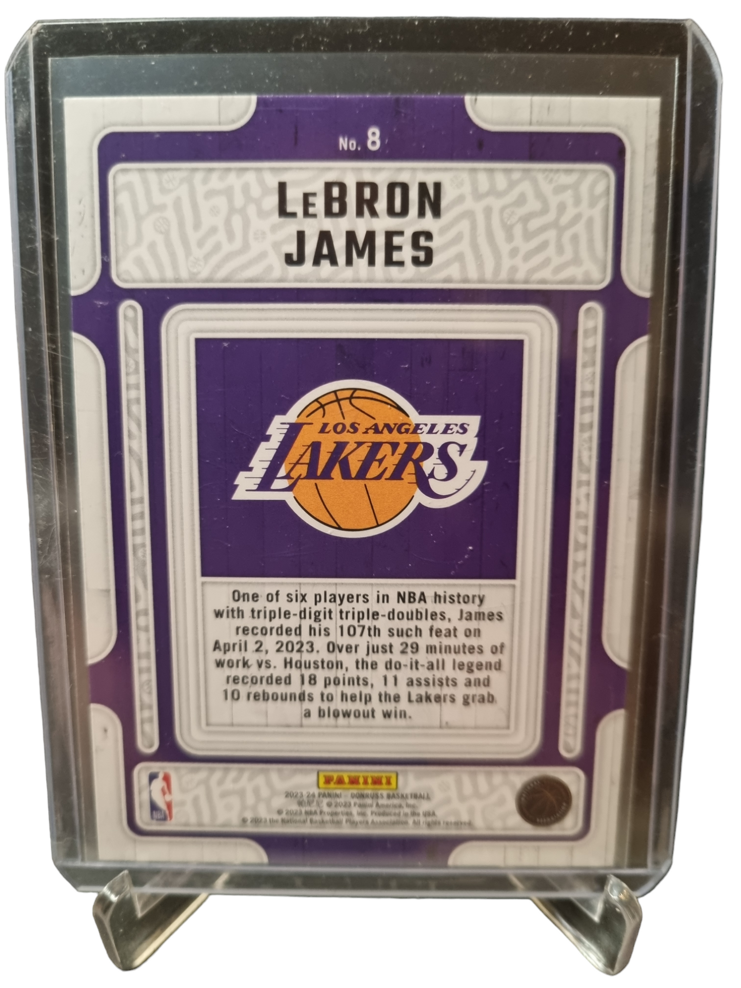 2023-24 Panini Donruss #8 Lebron James Hardwood Masters Purple Press Proof