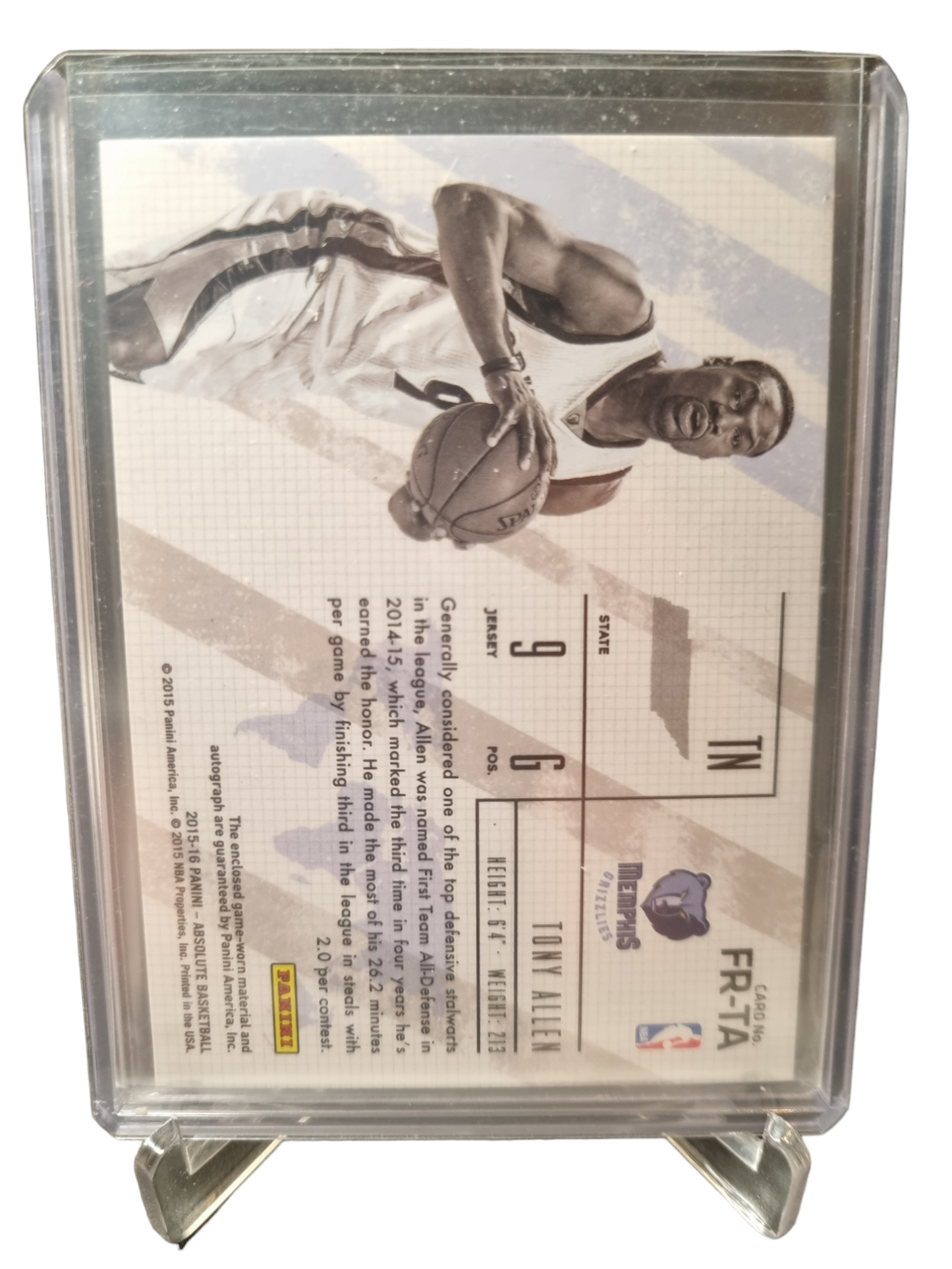 2015-16 Panini Absolute #FR-TA Tony Allen Game Worn Patch Autograph 20/25