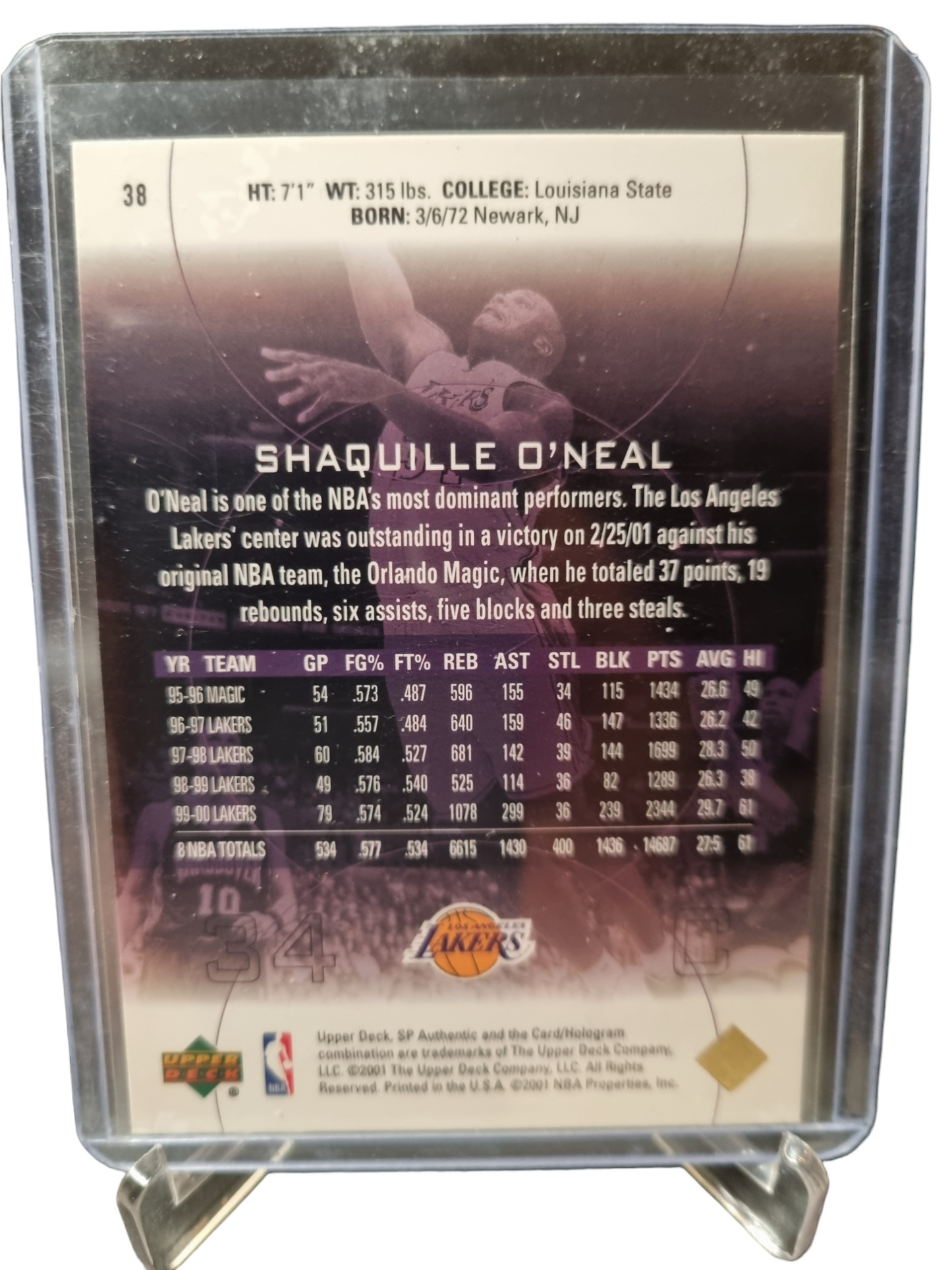 2001 Upper Deck #38 Shaquille O'Neal SP Authentic