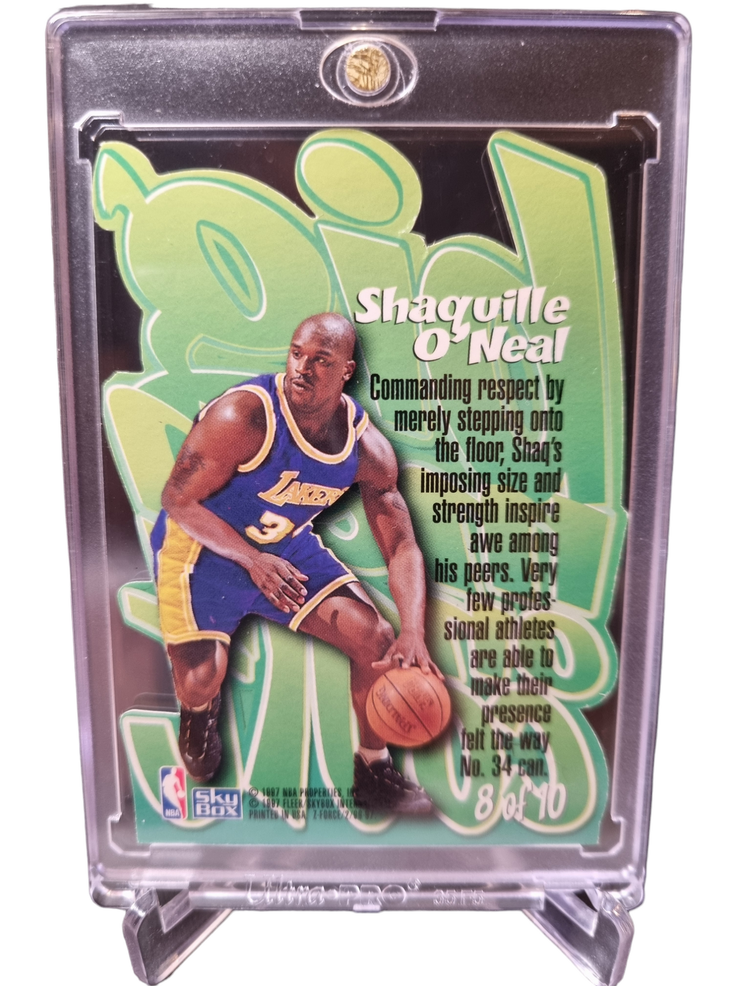 1997 Skybox #8 of 10 Shaquille O'Neal Big Man On Court Die Cut SSP