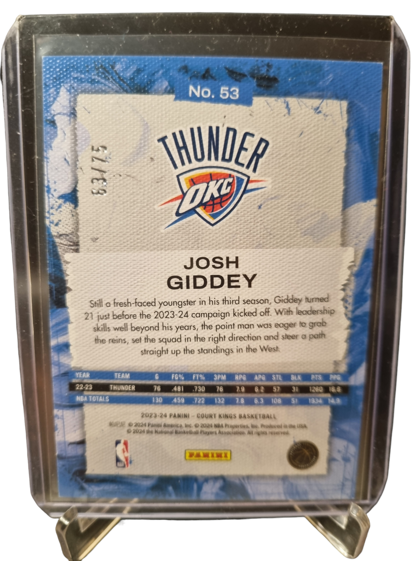 2023-24 Panini Court Kings #53 Josh Giddey 63/75