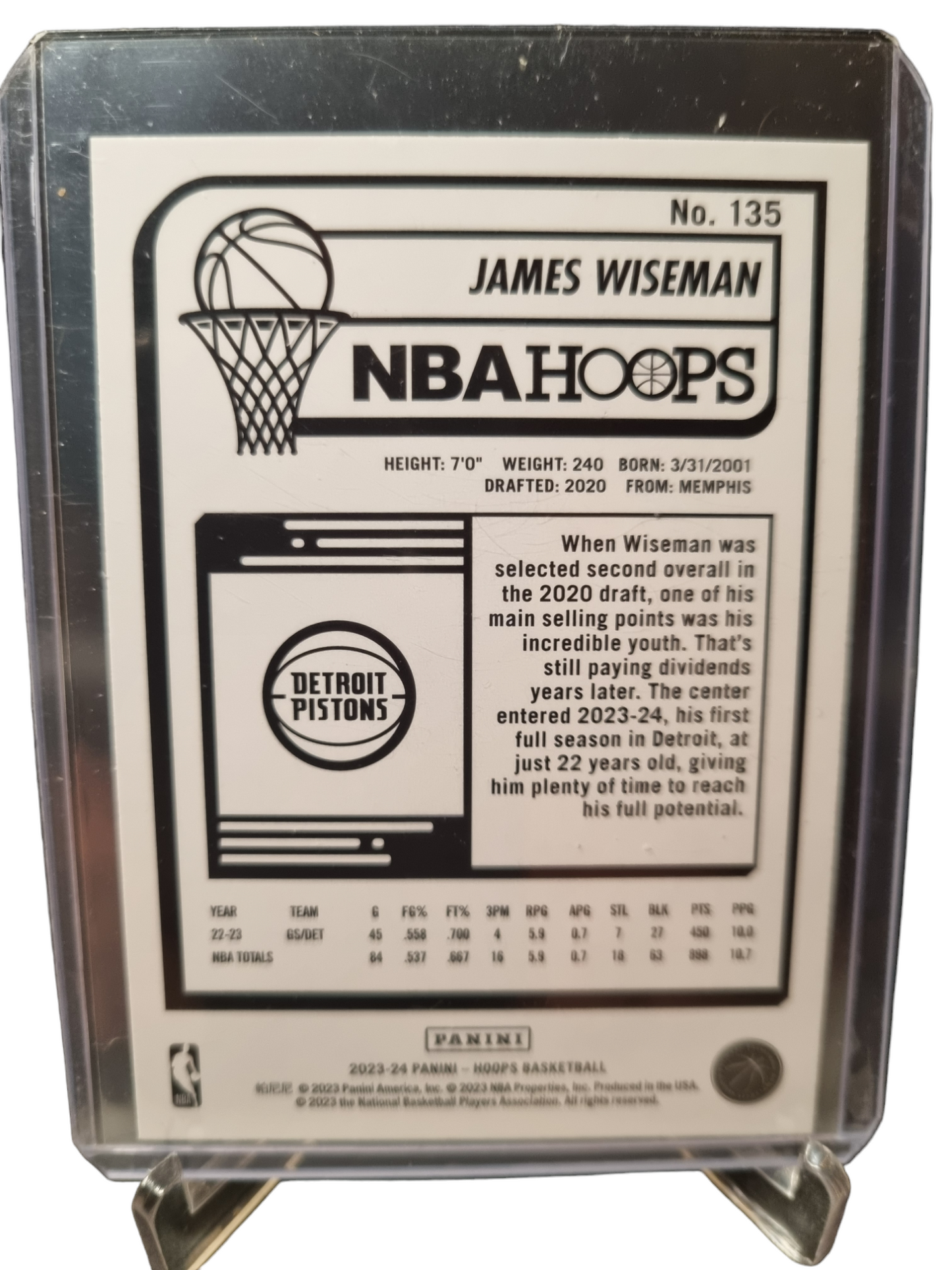 2023-24 Panini Hoops #135 James Wiseman Purple