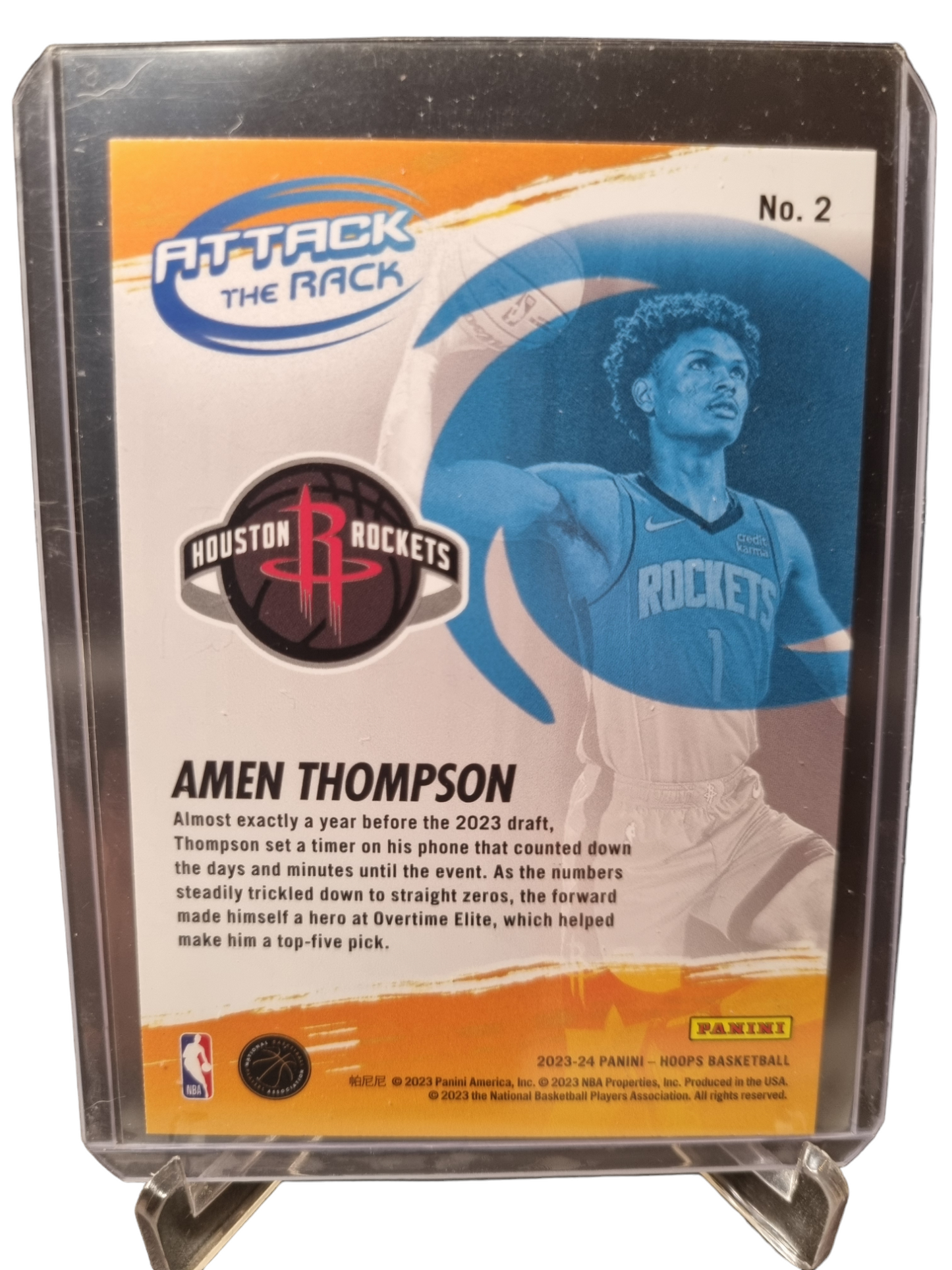 2023-24 Hoops #2 Amen Thompson Rookie Card Attack The Rack