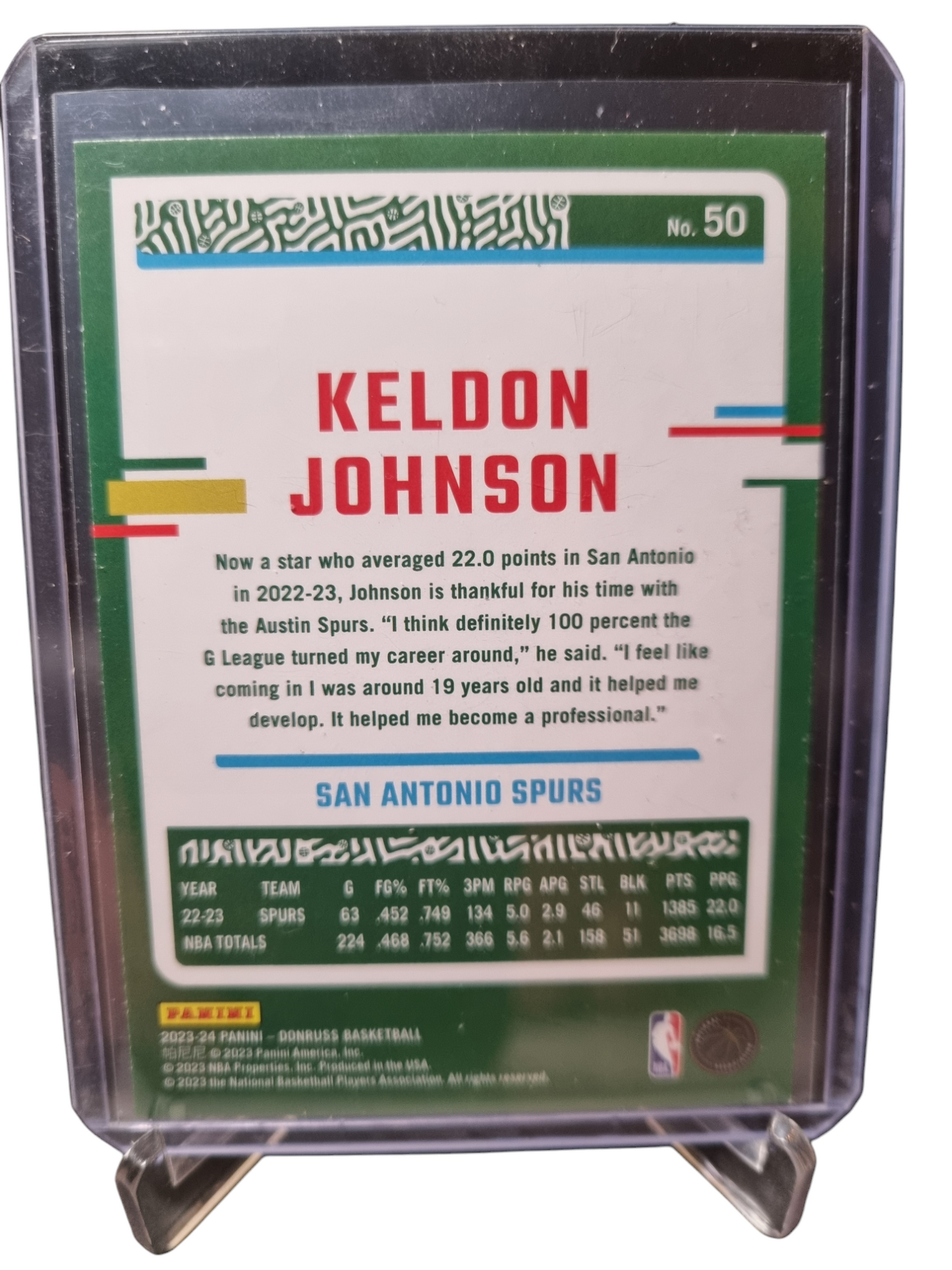 2023-24 Panini Donruss #50 Keldon Johnson Green Laser