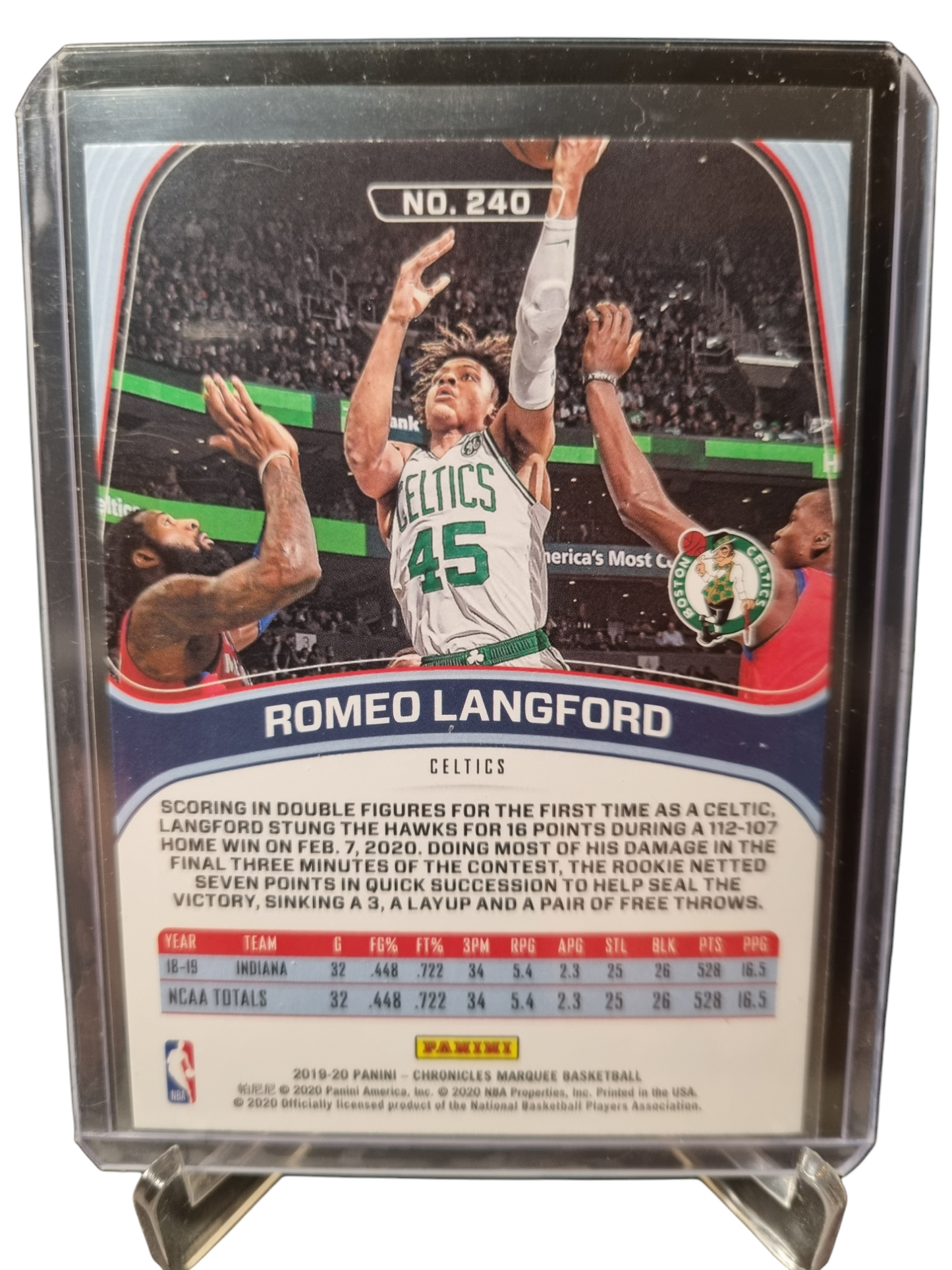 2019-20 Panini Chronicles Marquee #240 Romeo Langford Rookie Card Silver