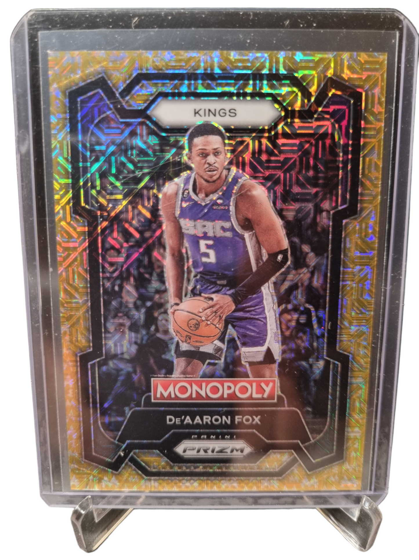 2023-24 Panini Prizm Monopoly #76 De'Aaron Fox Gold Mojo Shimmer Prizm 054/500