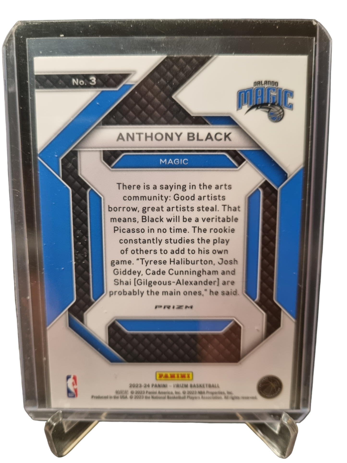 2023-24 Panini Prizm #3 Anthony Black Rookie Card Emergent Silver Prizm