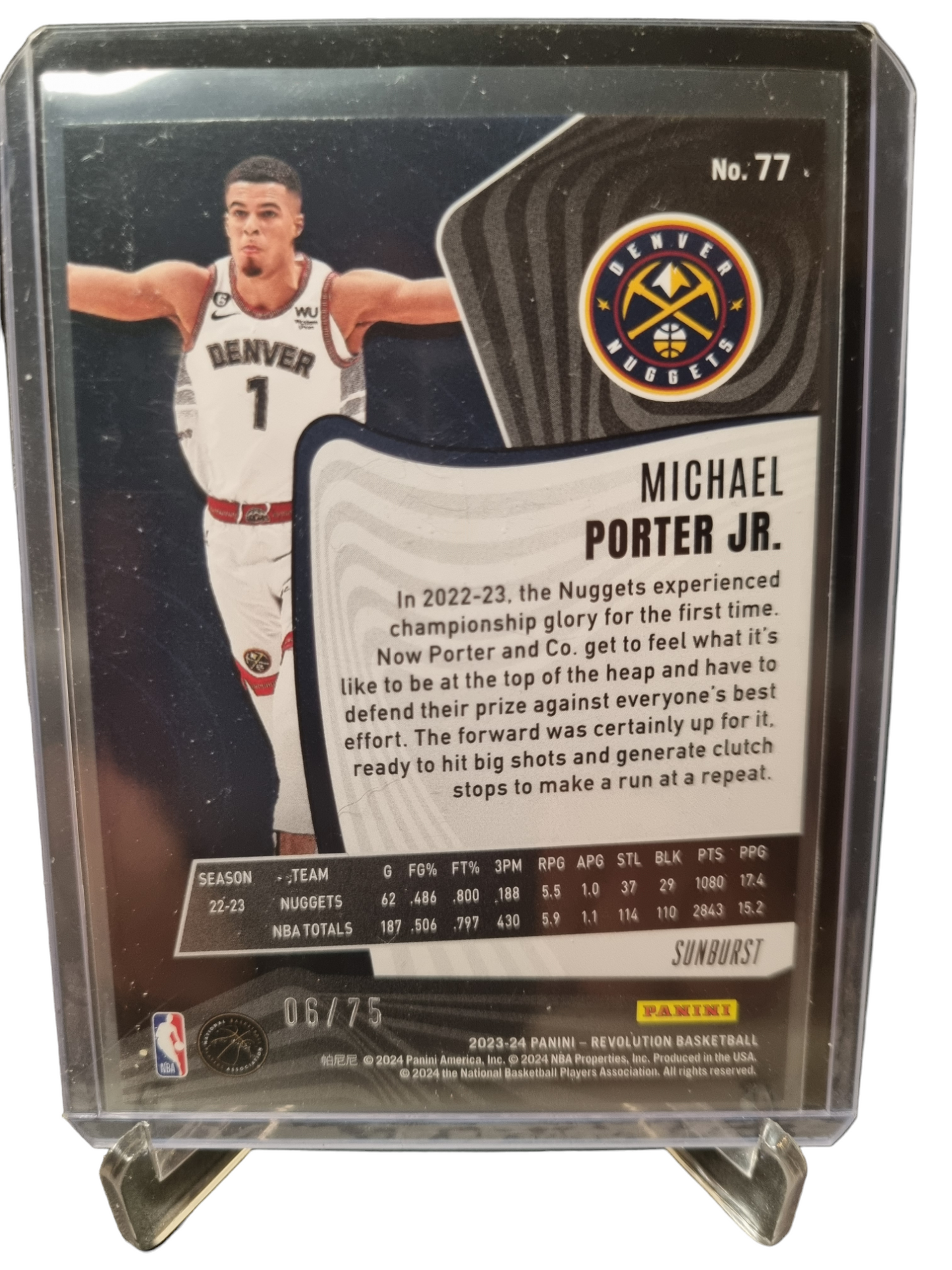 2023-24 Panini Revolution #77 Michael Porter Junior Sunburst 06/75