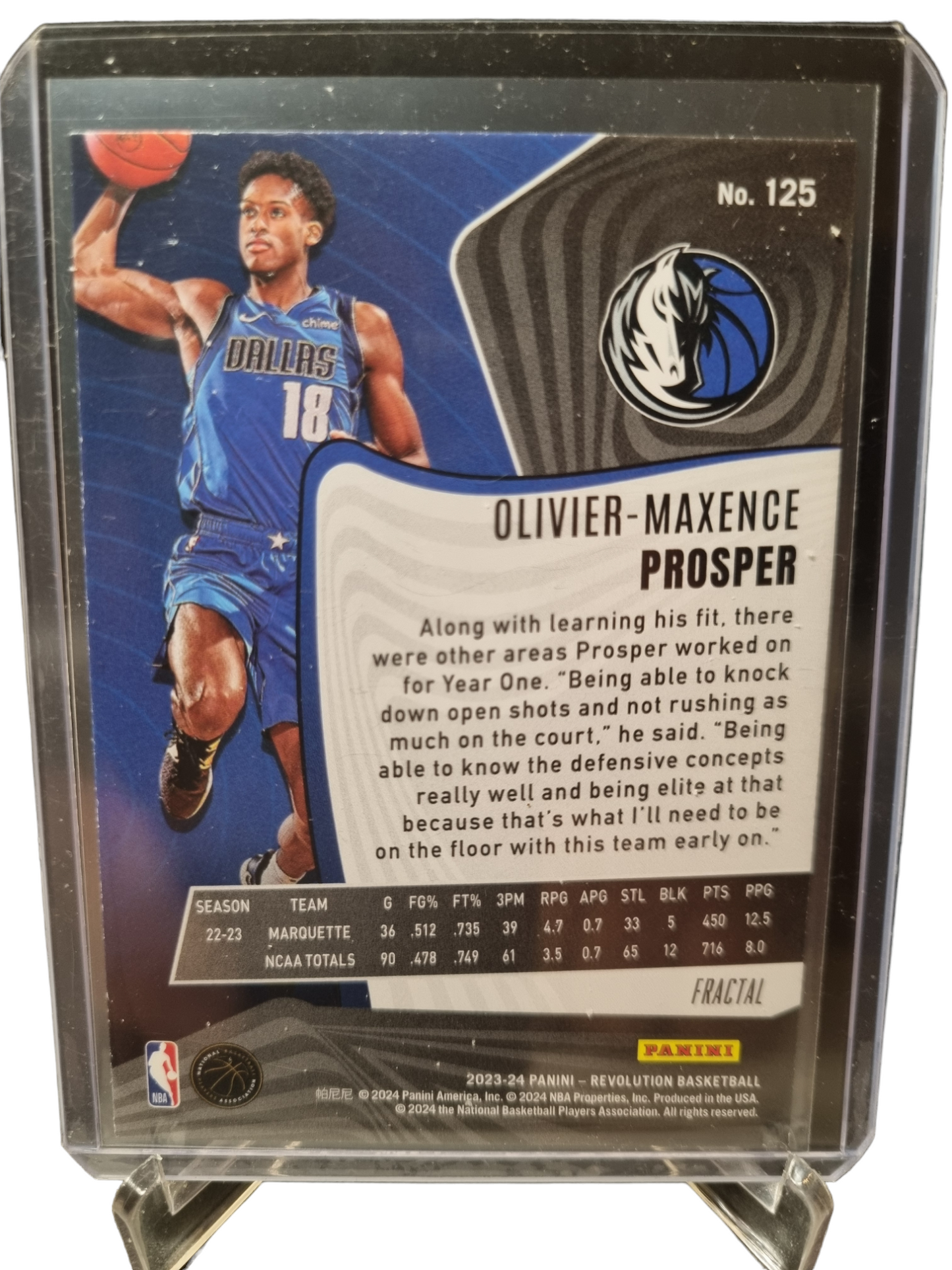 2023-24 Panini Revolution #125 Oliver-Maxence Prosper Rookie Card Fractal