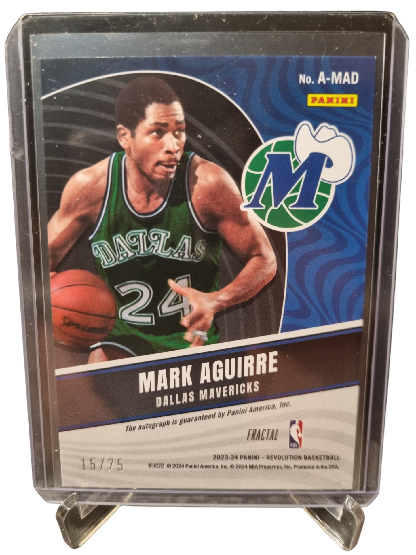 2023-24 Panini Revolution #A-MAD Mark Aguirre On Card Autograph Fractal 15/75