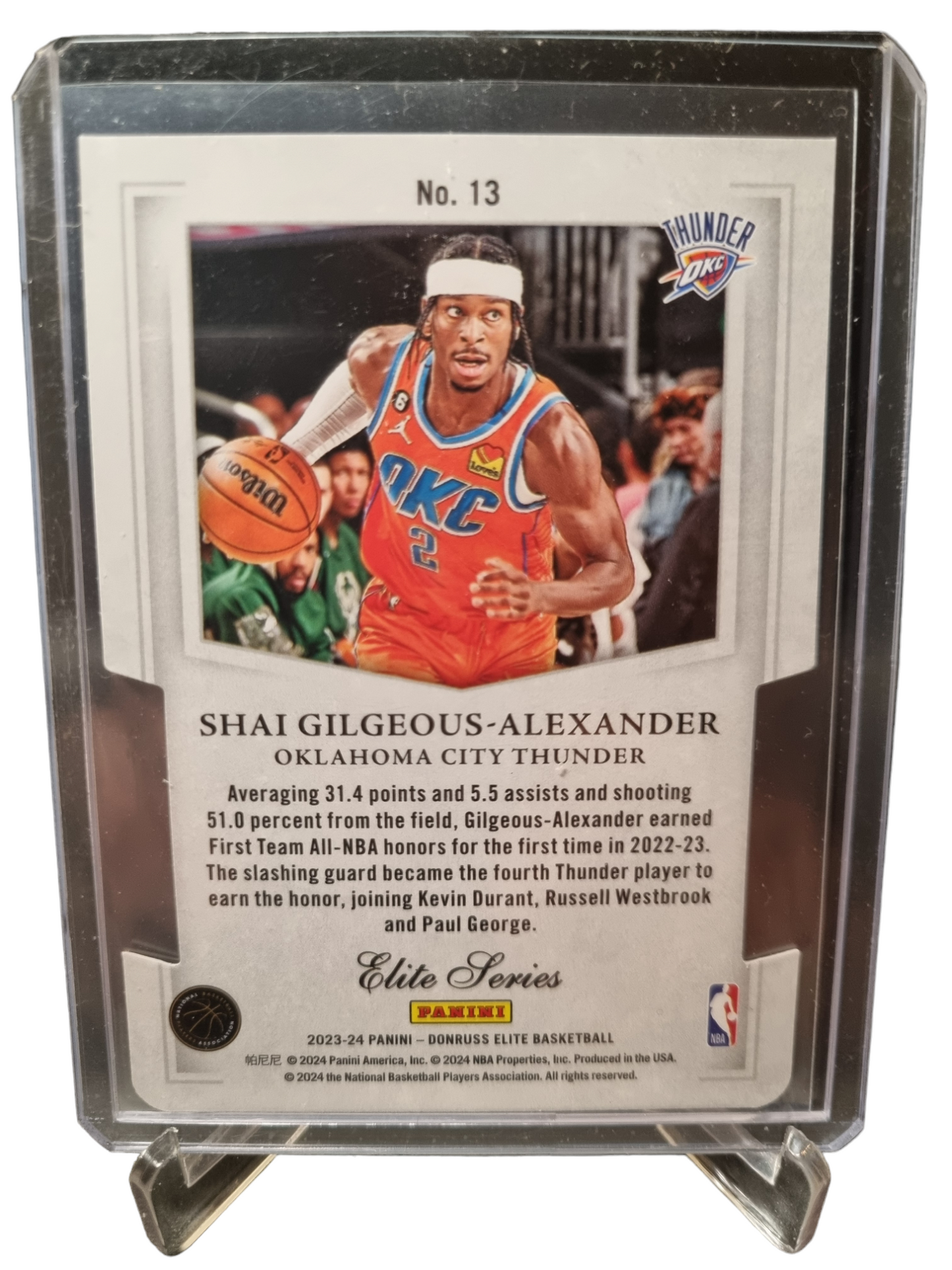 2023-24 Panini Donruss Elite #13 Shai Gilgeous-Alexander Elite Series Orange Die Cut