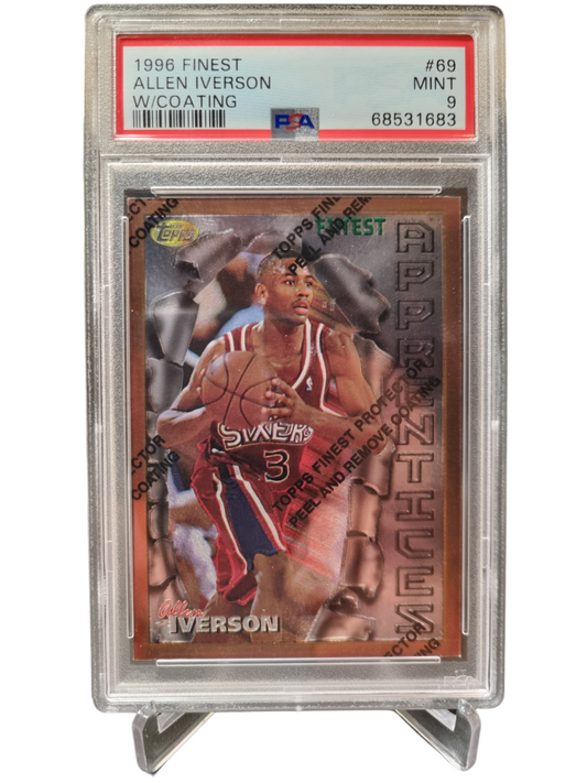 1996 Topps Finest #69 Allen Iverson Rookie Card Apprentices With Protective Coating PSA 9 Mint