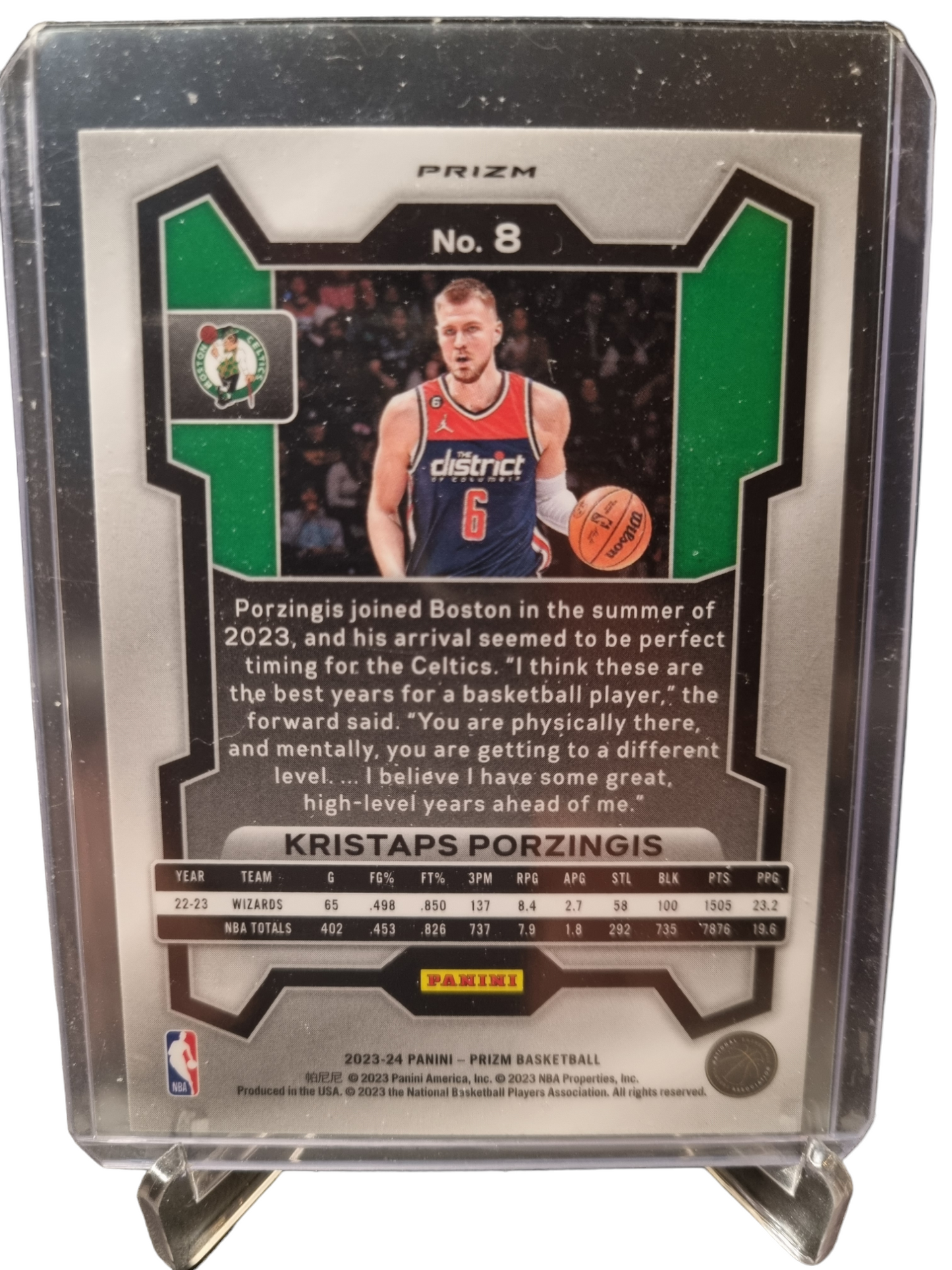 2023-24 Panini Prizm #8 Kristaps Porzingis Silver Cracked Ice Prizm