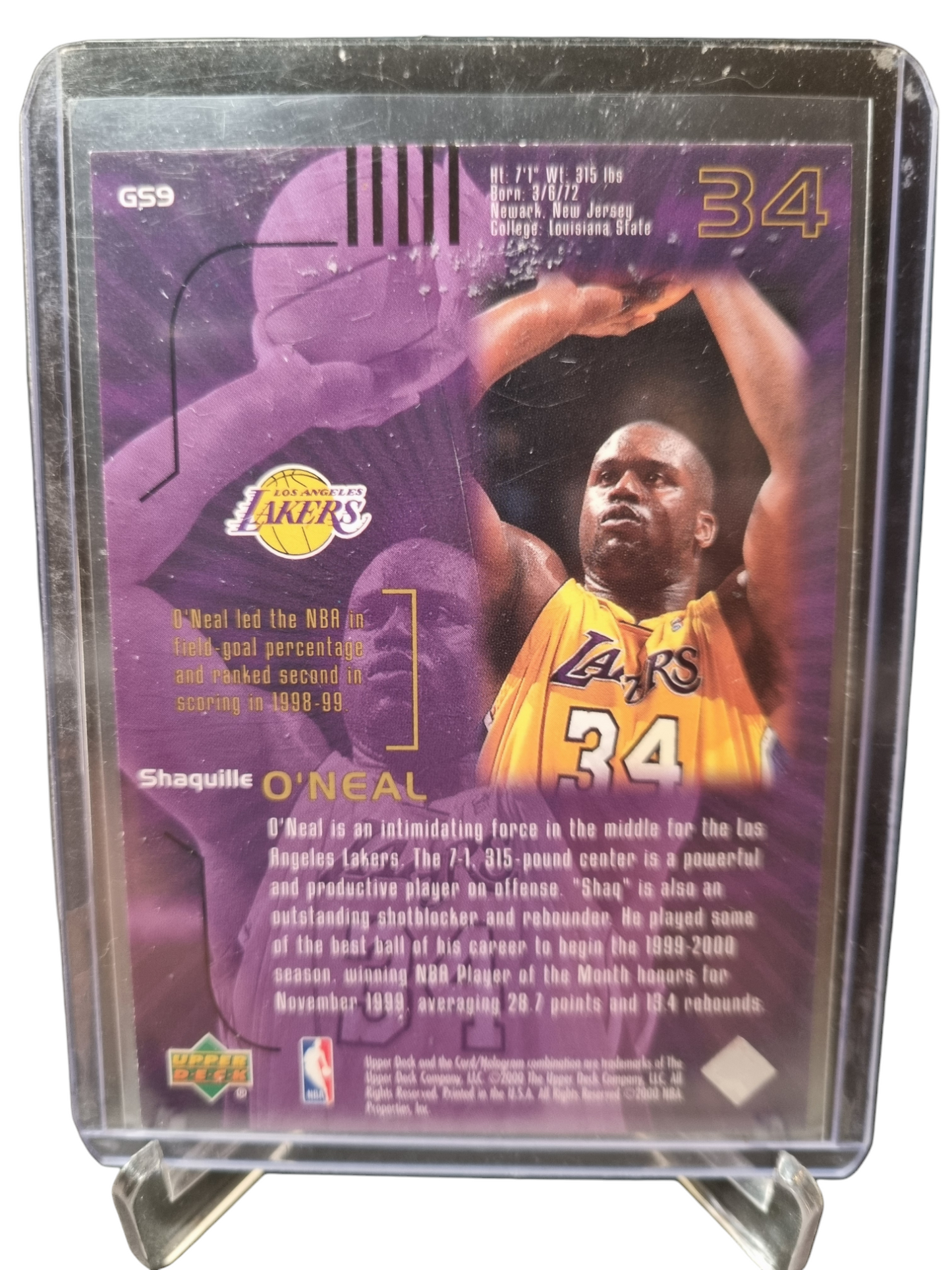 2000 Upper Deck #GS9 Shaquille O'Neal Gold Strike