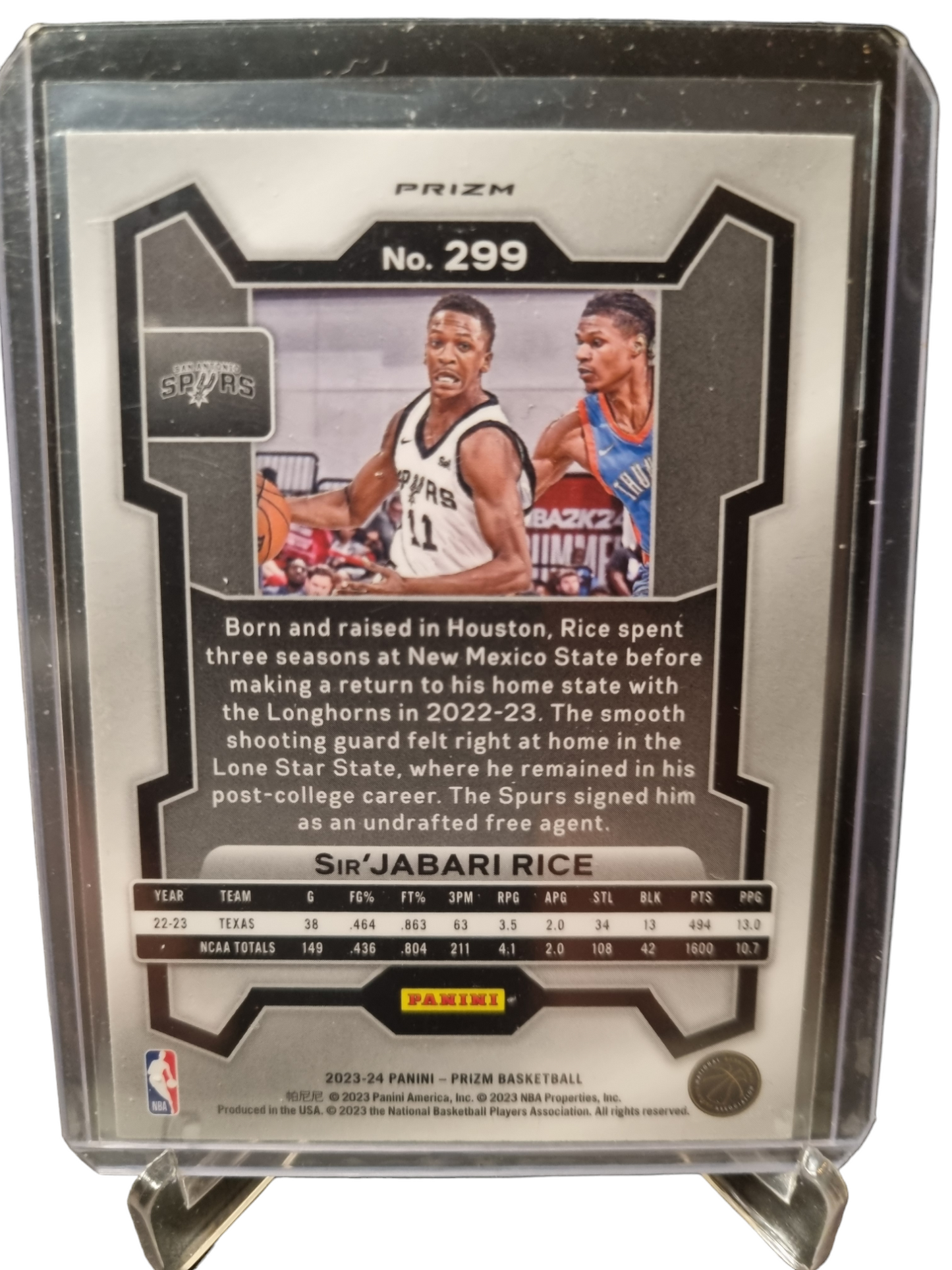 2023-24 Panini Prizm #299 Sir'Jabari Rice Rookie Card Silver Pulsar Prizm