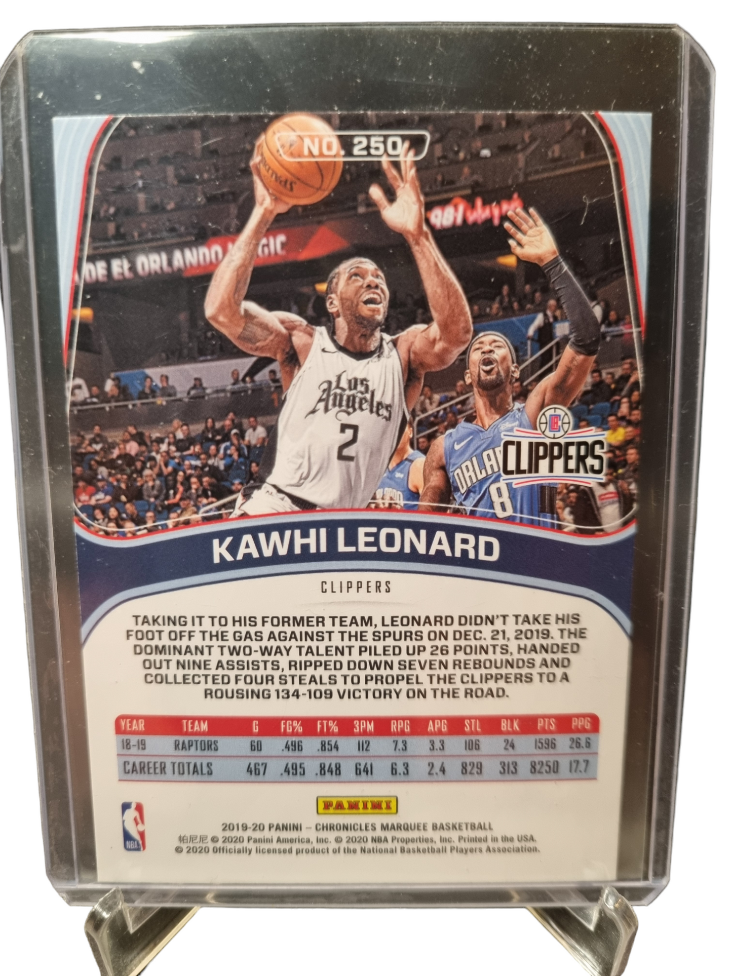 2019-20 Panini Chronicles Marquee #250 Kawhi Leonard Marquee Silver