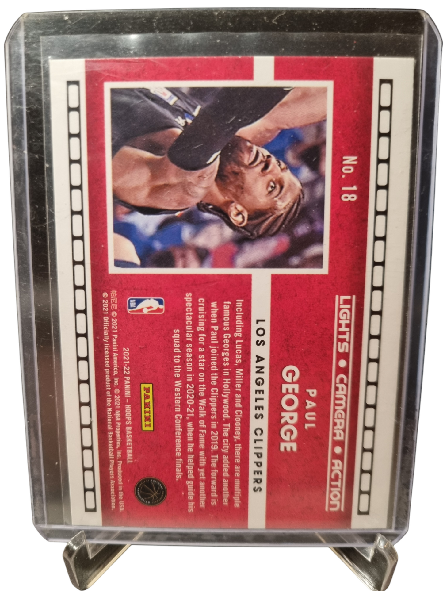 2021-22 Panini Hoops #18 Paul George Lights Camera Action