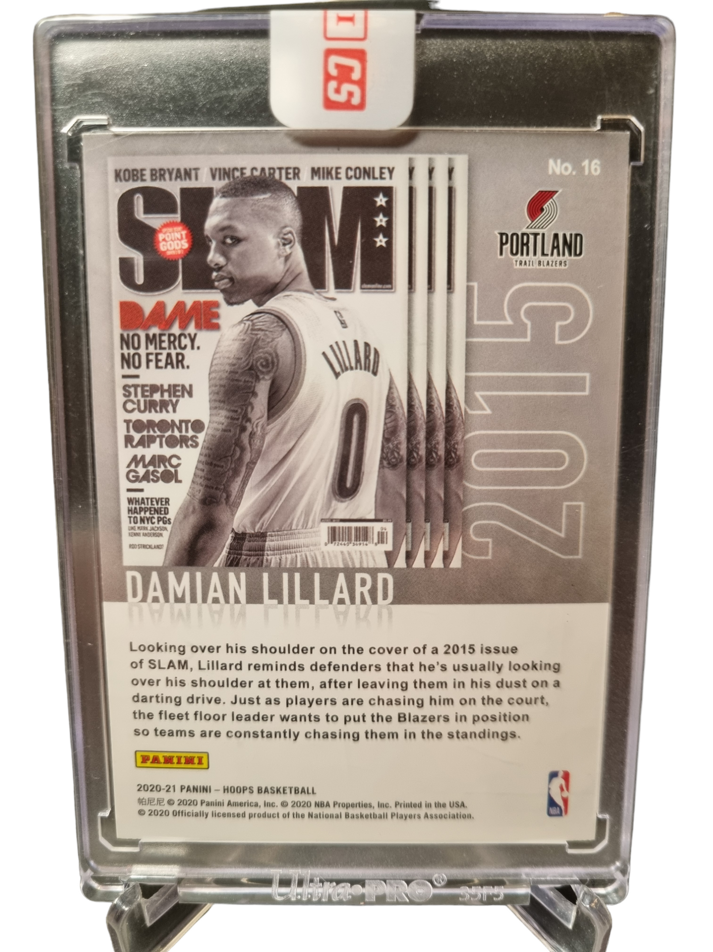 2020-21 Panini Hoops #16 Damian Lillard Slam Silver Holo Encased