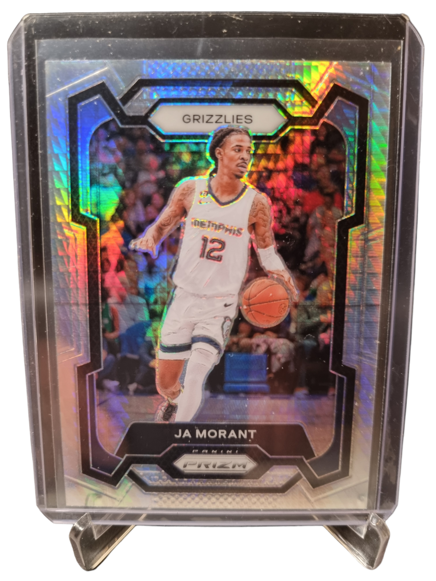 2023-24 Panini Prizm #96 JA Morant Silver Hyper Prizm