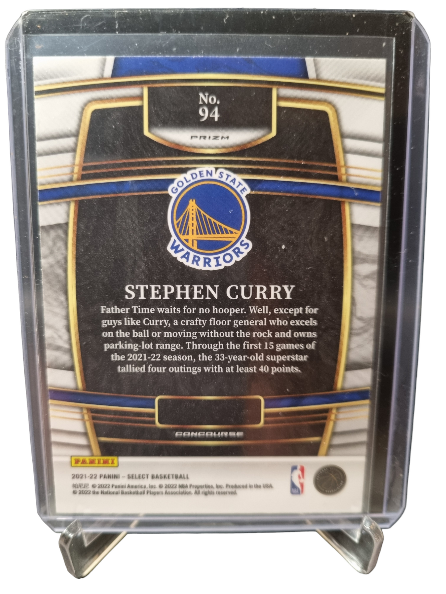 2021-22 Panini Select #94 Stephen Curry Blue Wave Prizm