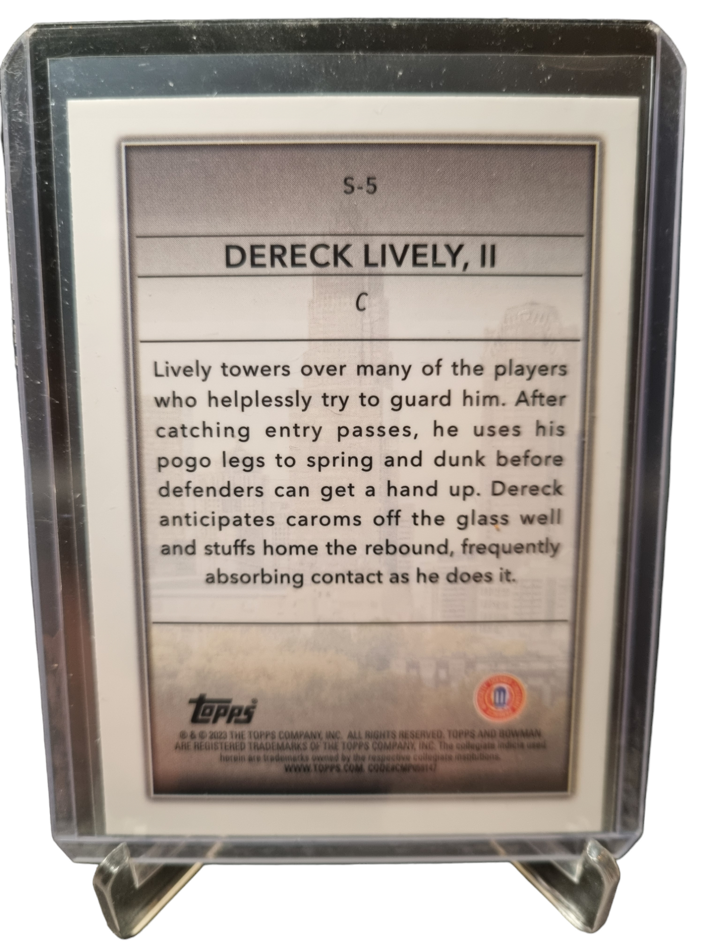 2023-24 Topps Chrome Bowman U #S-5 Dereck Lively II Rookie Card Silver Skyscraping