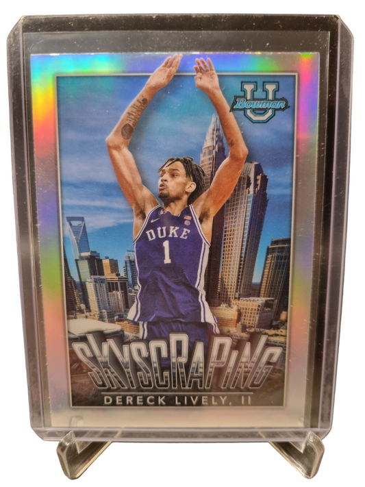 2023-24 Topps Chrome Bowman U #S-5 Dereck Lively II Rookie Card Silver Skyscraping