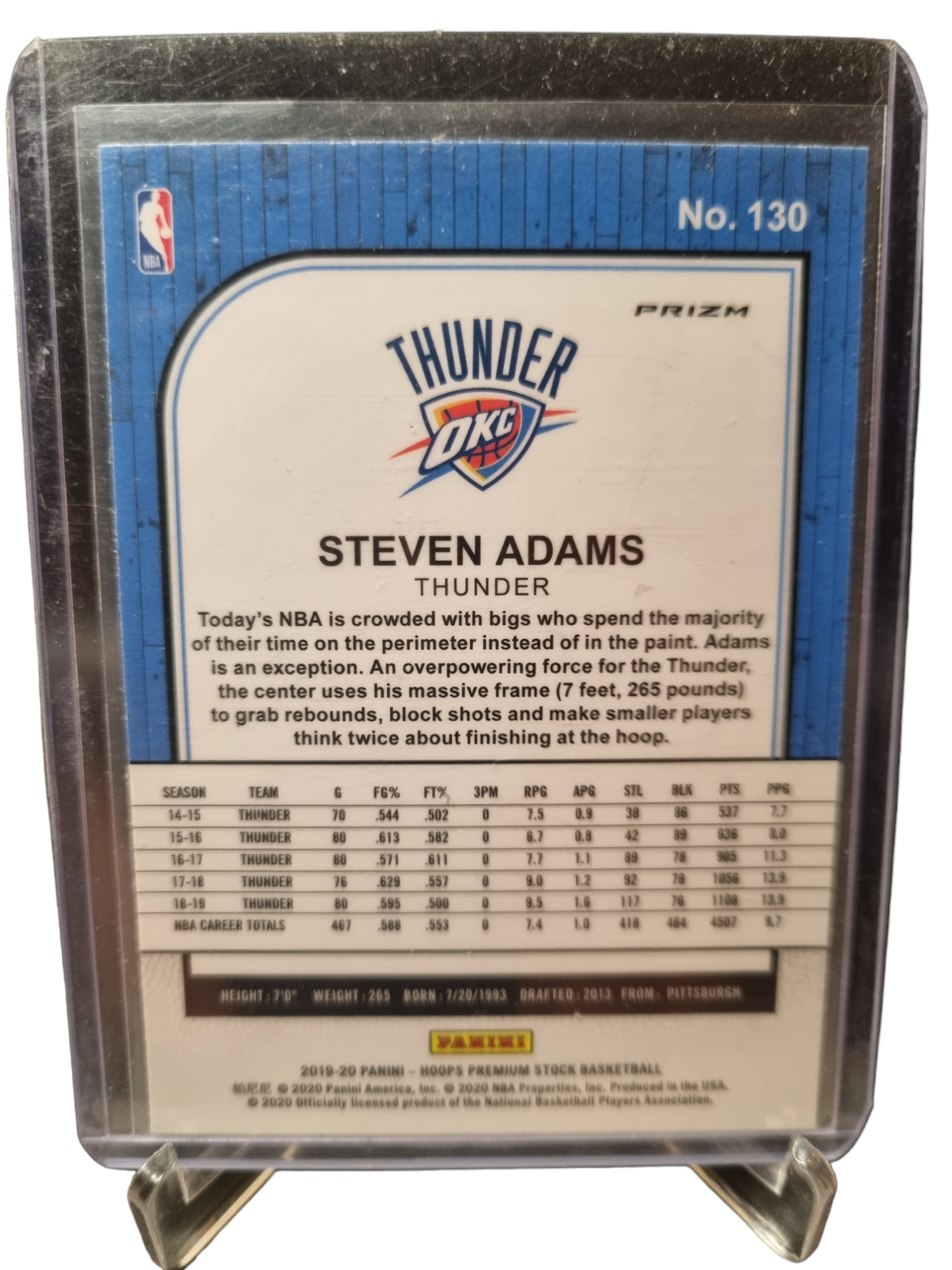 2019-20 Panini Hoops Premium Stock #130 Steven Adams Prizm