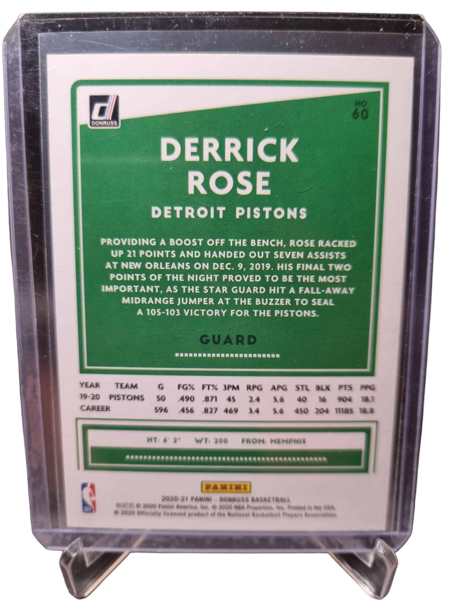 2020-21 Panini Donruss #60 Dereck Rose Press Proof 285/349