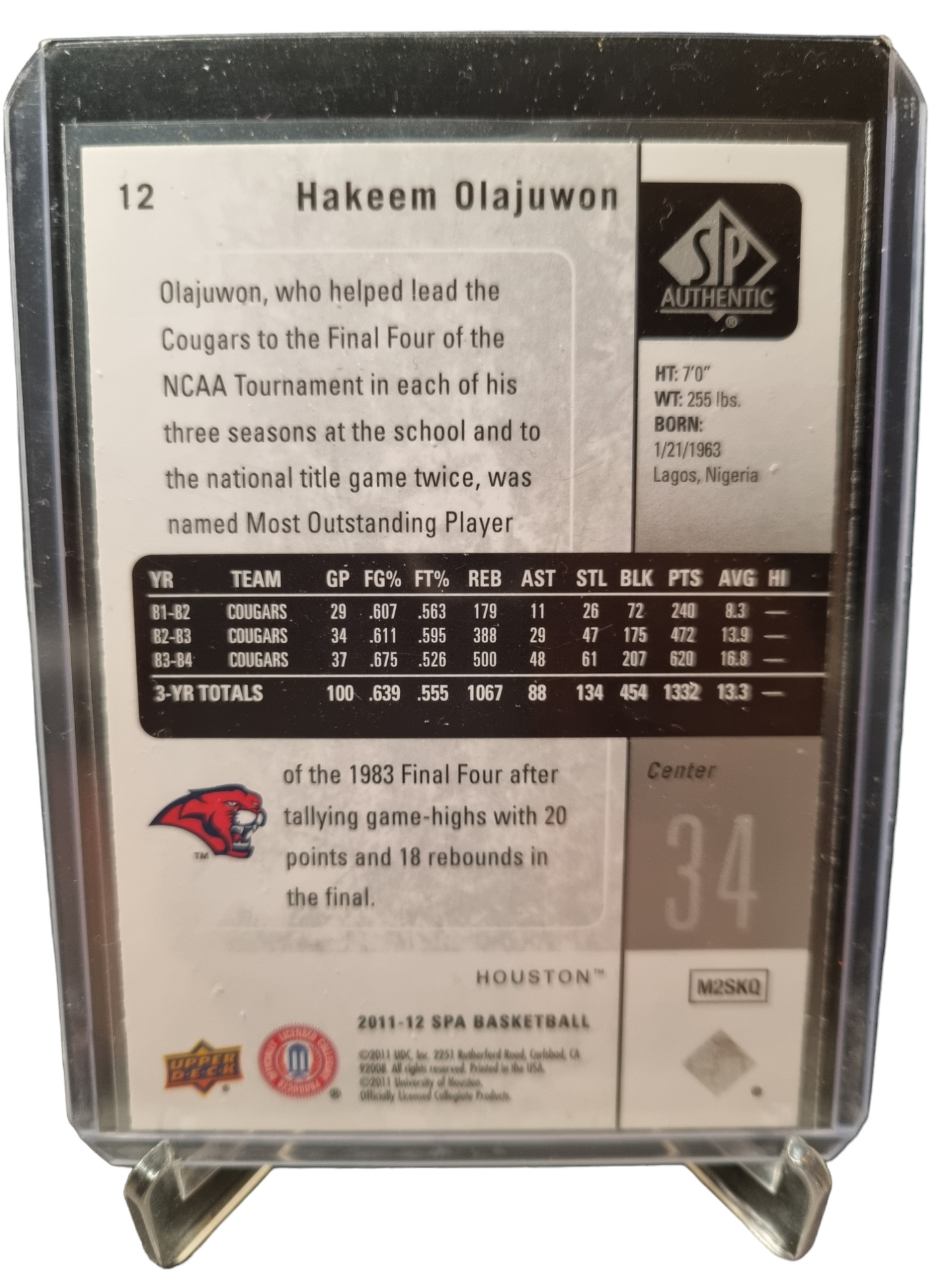 2011-12 Upper Deck #12 Hakeem Olajuwon SP Authentic