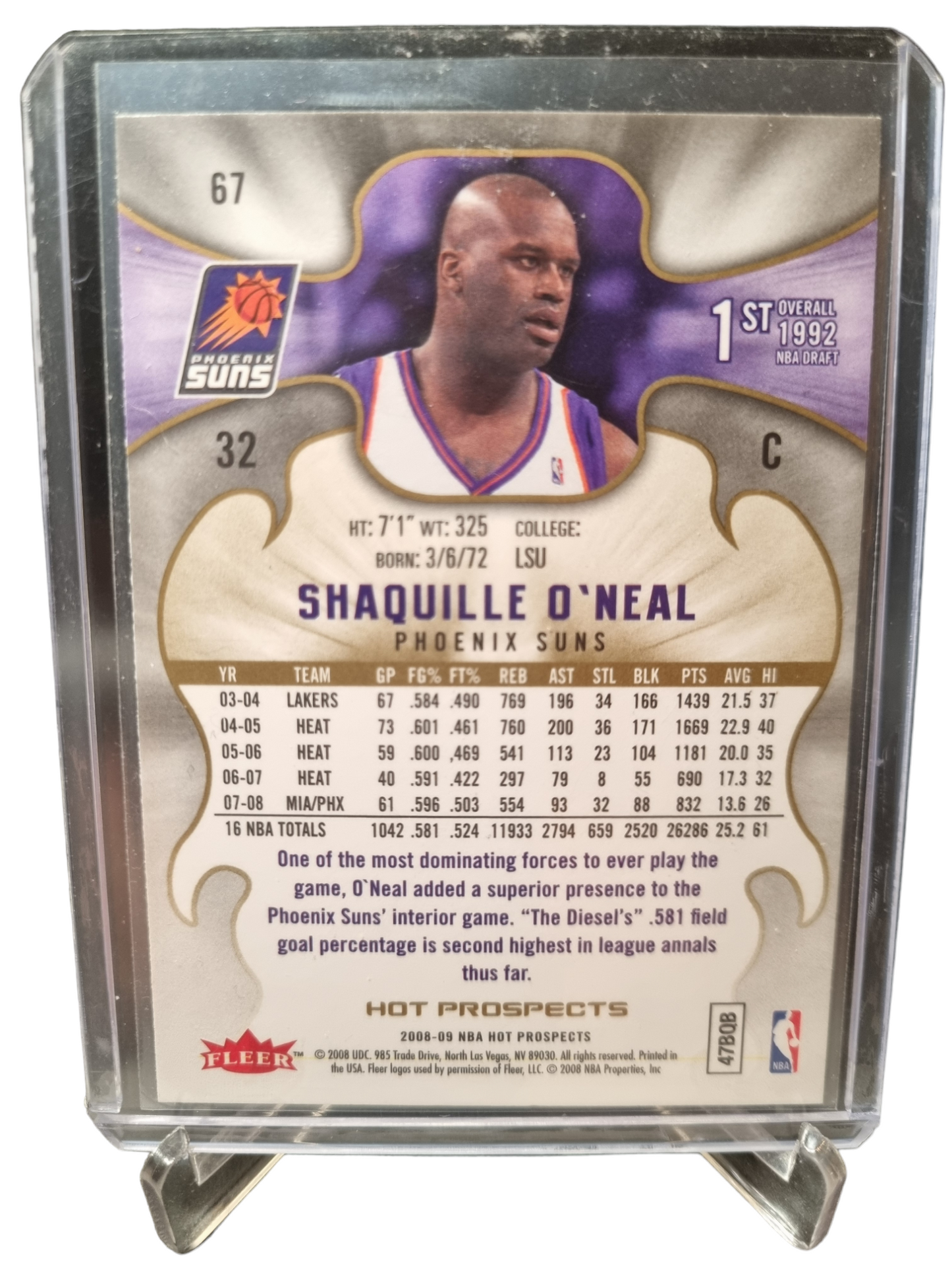 2008-09 Fleer #67 Shaquille O'Neal Hot Prospects