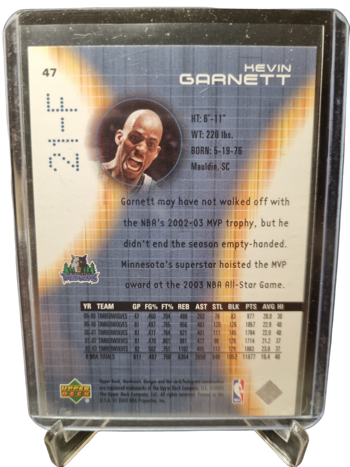 2003 Upper Deck #47 Kevin Garnett Hardcourt