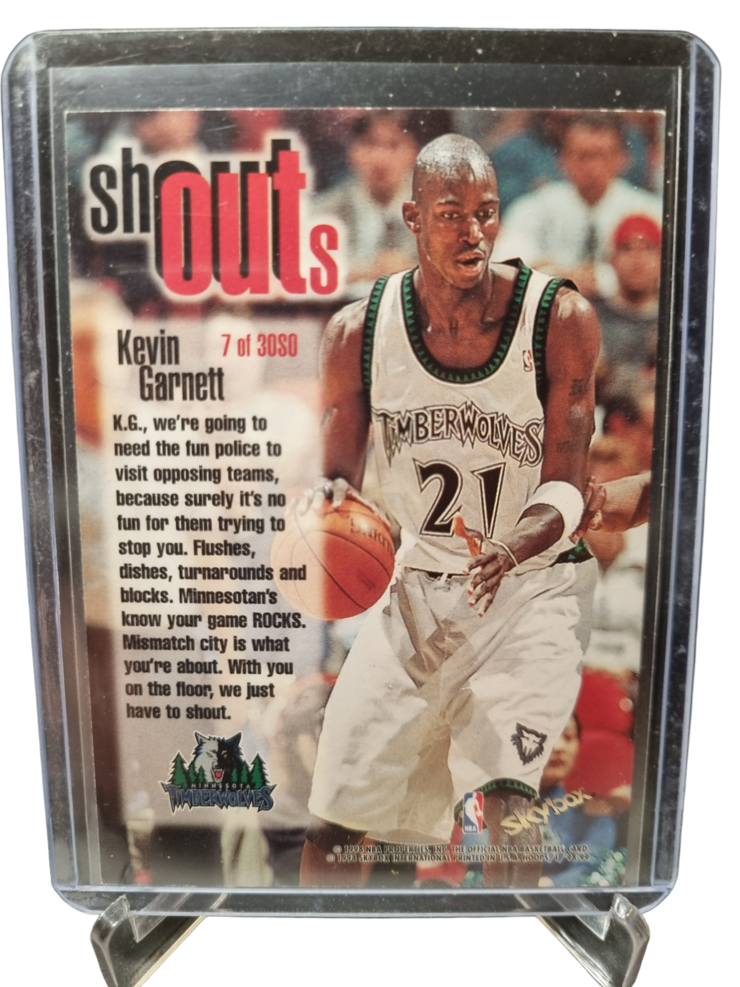 1998 Skybox #7 of 30SO Kevin Garnett Shout Outs