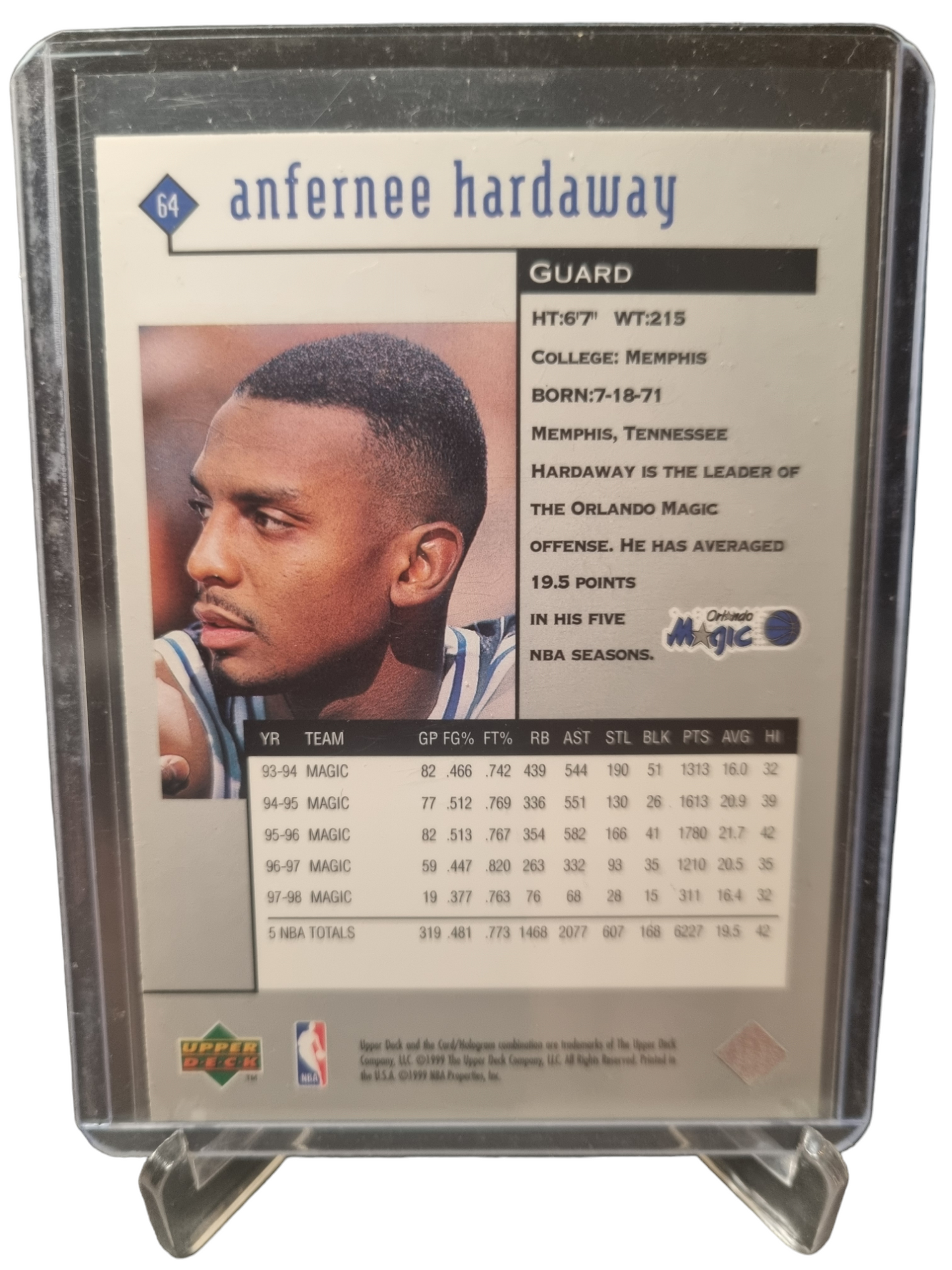 1999 Upper Deck #64 Anfernee Hardaway Black Diamond