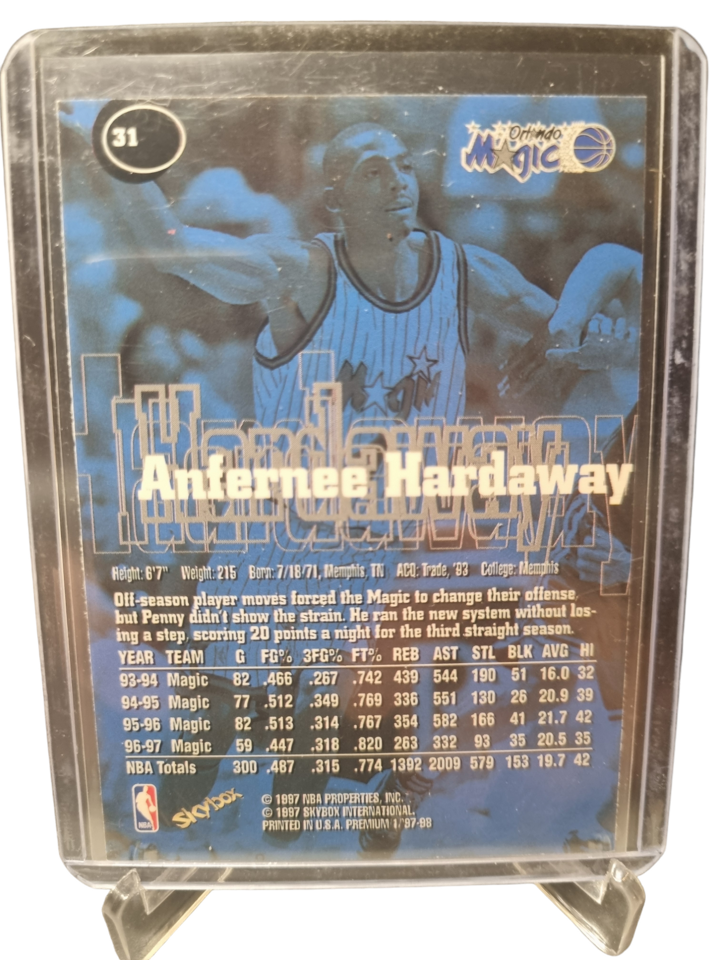 1997 Skybox Premium #31 Anfernee Hardaway