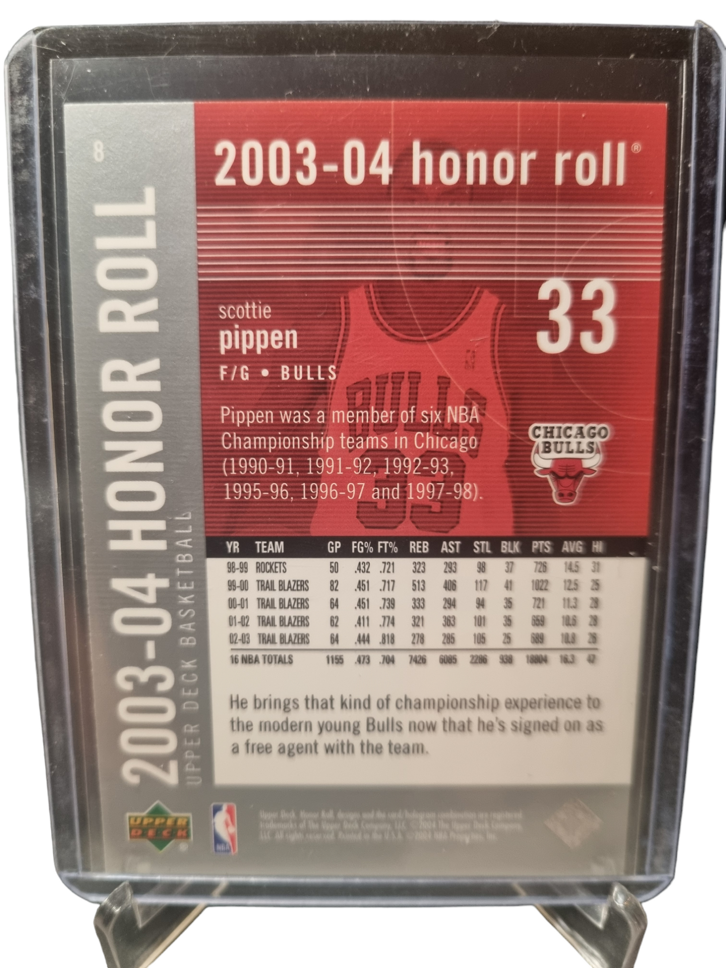 2003-04 Upper Deck #8 Scottie Pippen Honor Roll