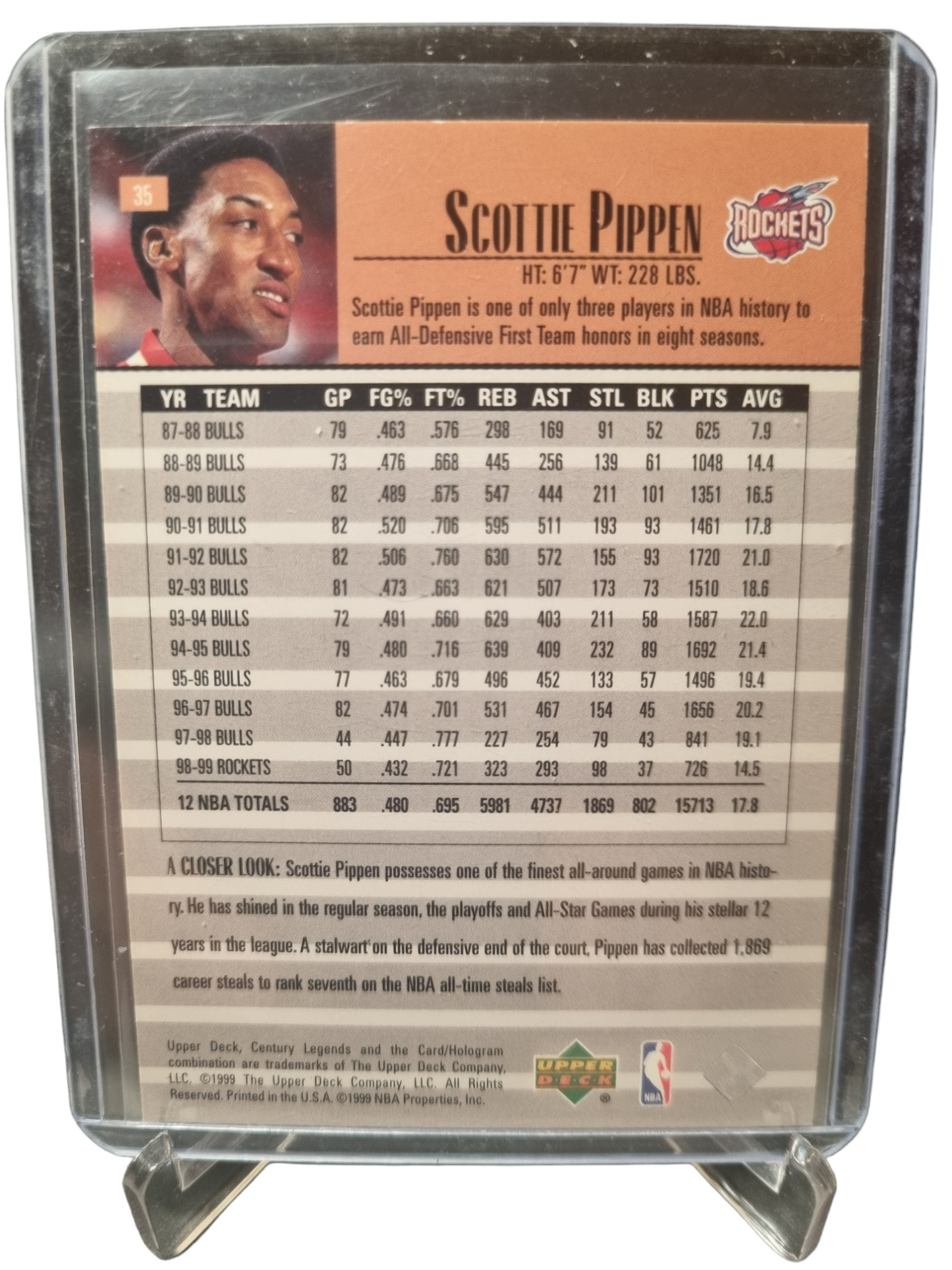 1999 Upper Deck #35 Scottie Pippen Century Legends