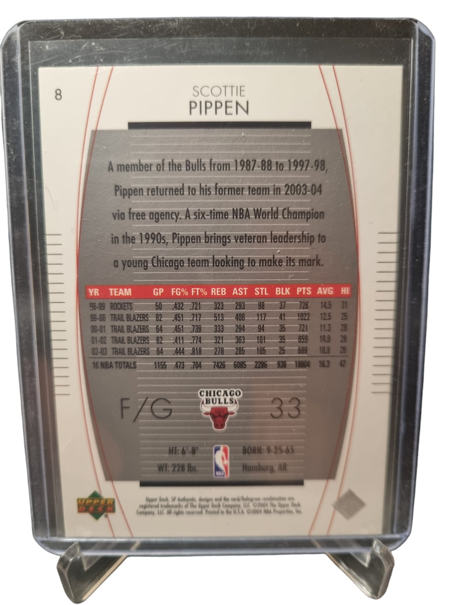 2003-04 Upper Deck #8 Scottie Pippen SP Authentic