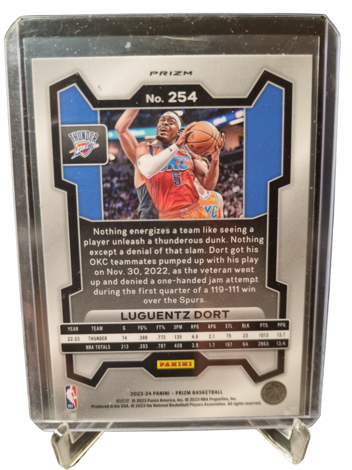 2023-24 Panini Prizm #254 Luguentz Dort Silver Hyper Prizm