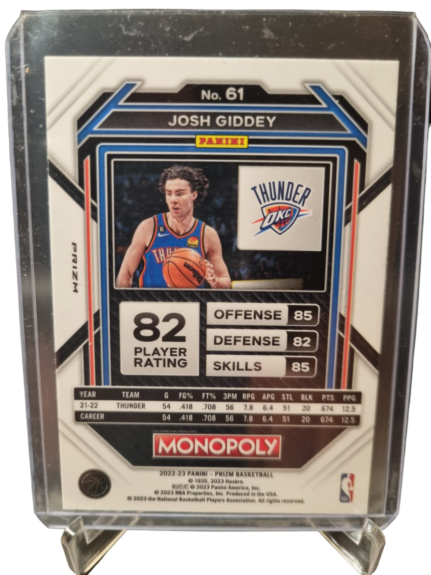 2022-23 Panini Prizm #61 Josh Giddey Monopoly Prizm